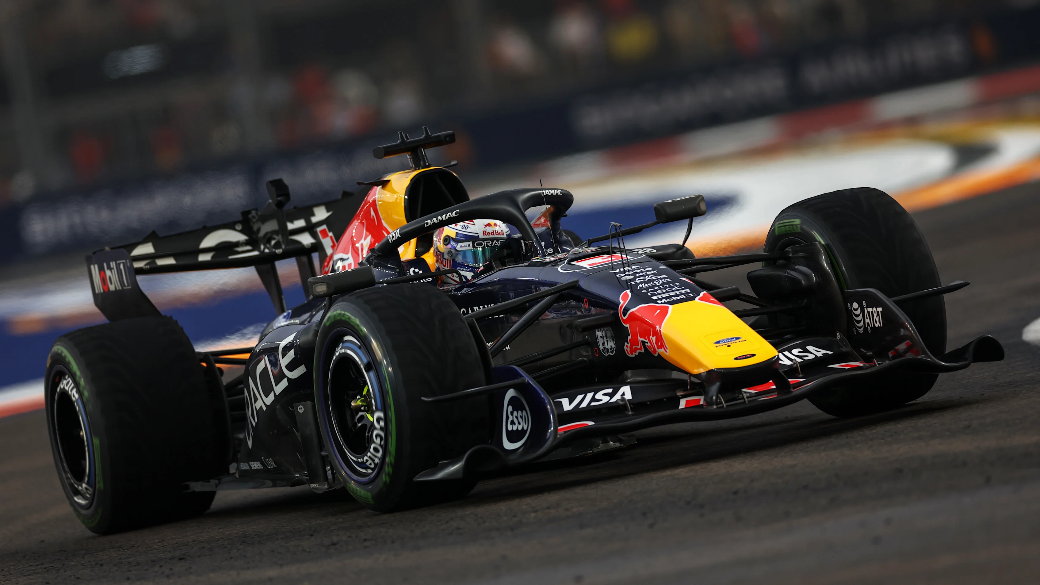 SINGAPORE, SINGAPORE - OCTOBER 10: Max Verstappen of the Netherlands driving the (3) Oracle Red