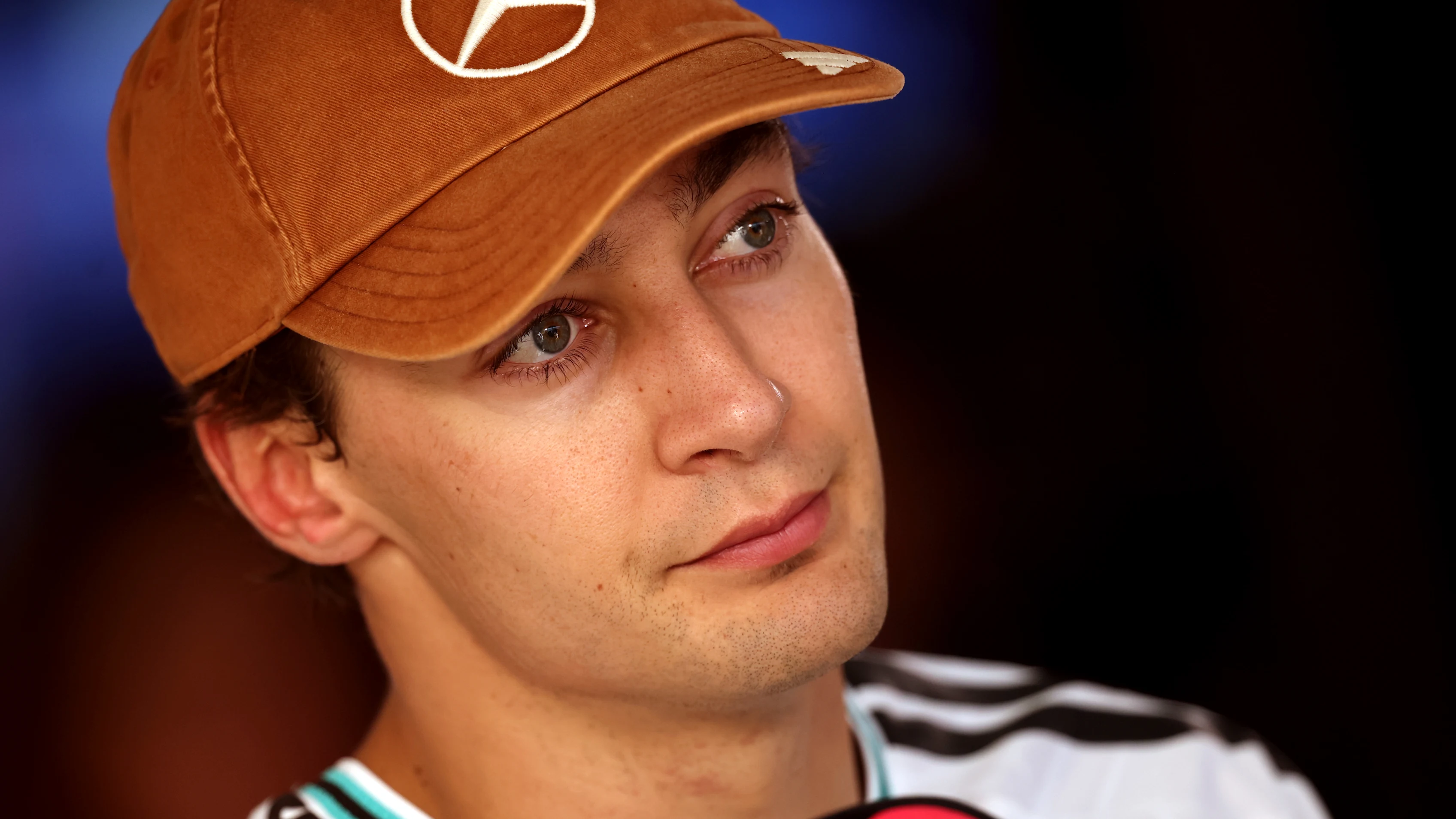 AUSTIN, TEXAS - OCTOBER 24: Sixth placed qualifier George Russell of Great Britain and Mercedes AMG