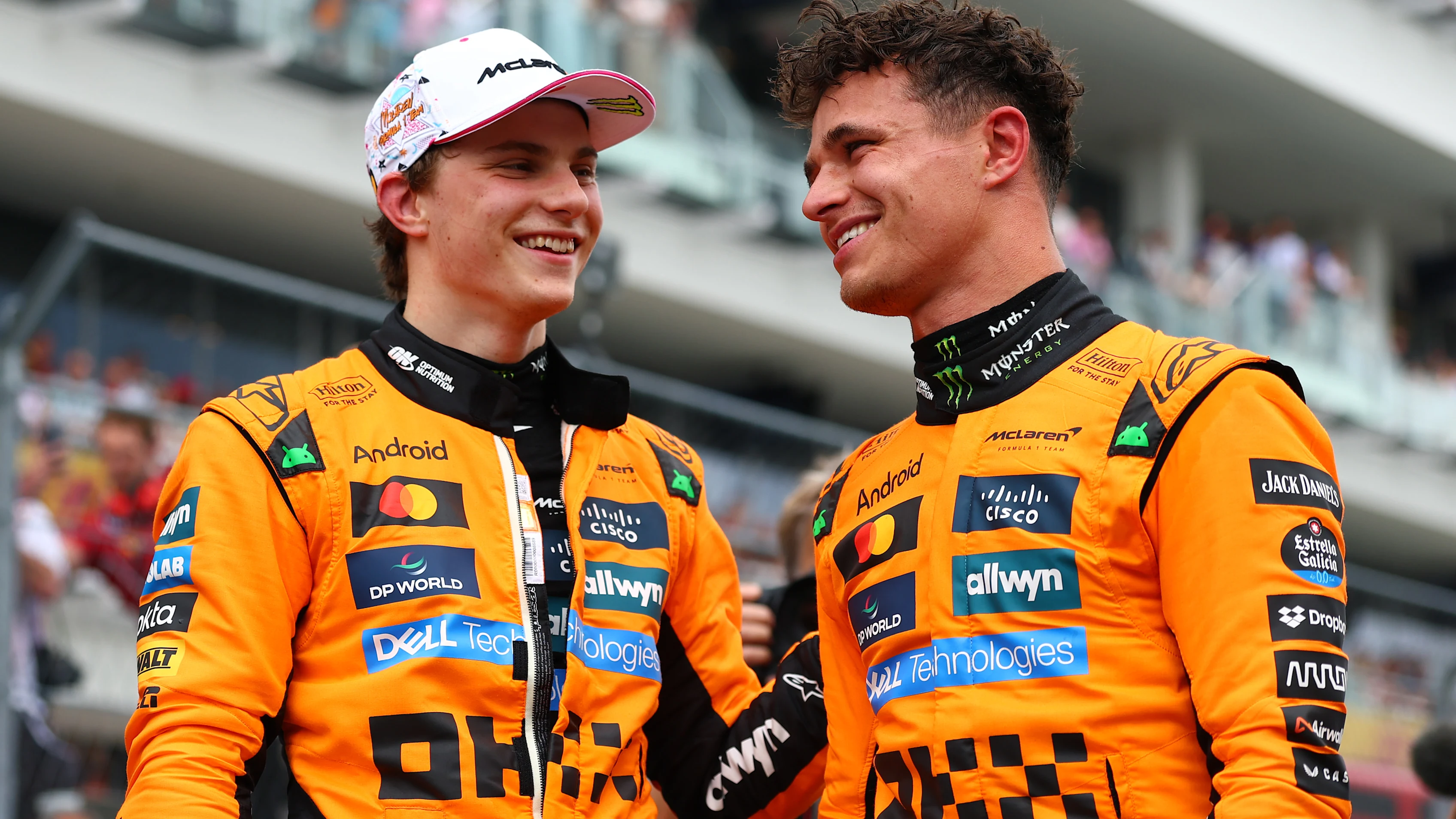 MIAMI, FLORIDA - MAY 03: Sprint winner Lando Norris of Great Britain and McLaren and Second placed
