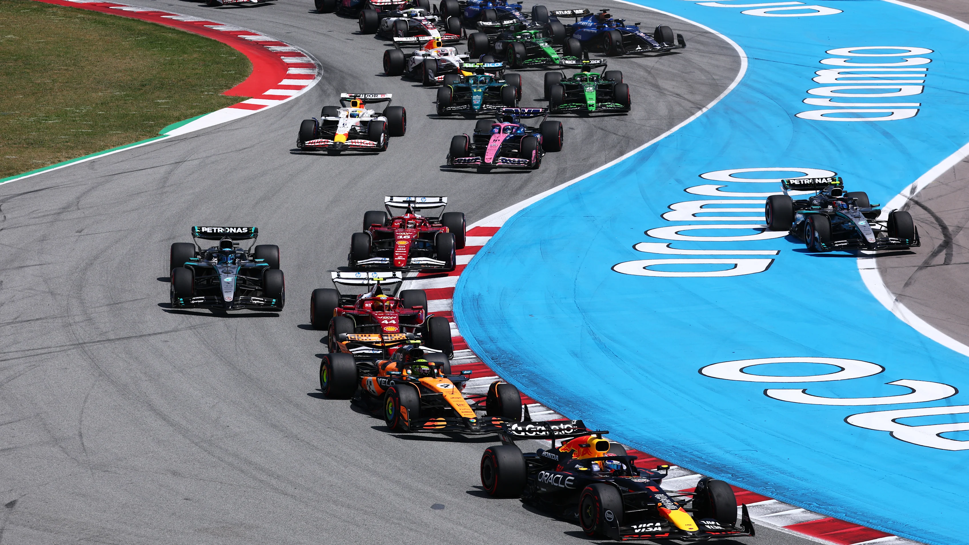 BARCELONA, SPAIN - JUNE 01: Max Verstappen of the Netherlands driving the (1) Oracle Red Bull
