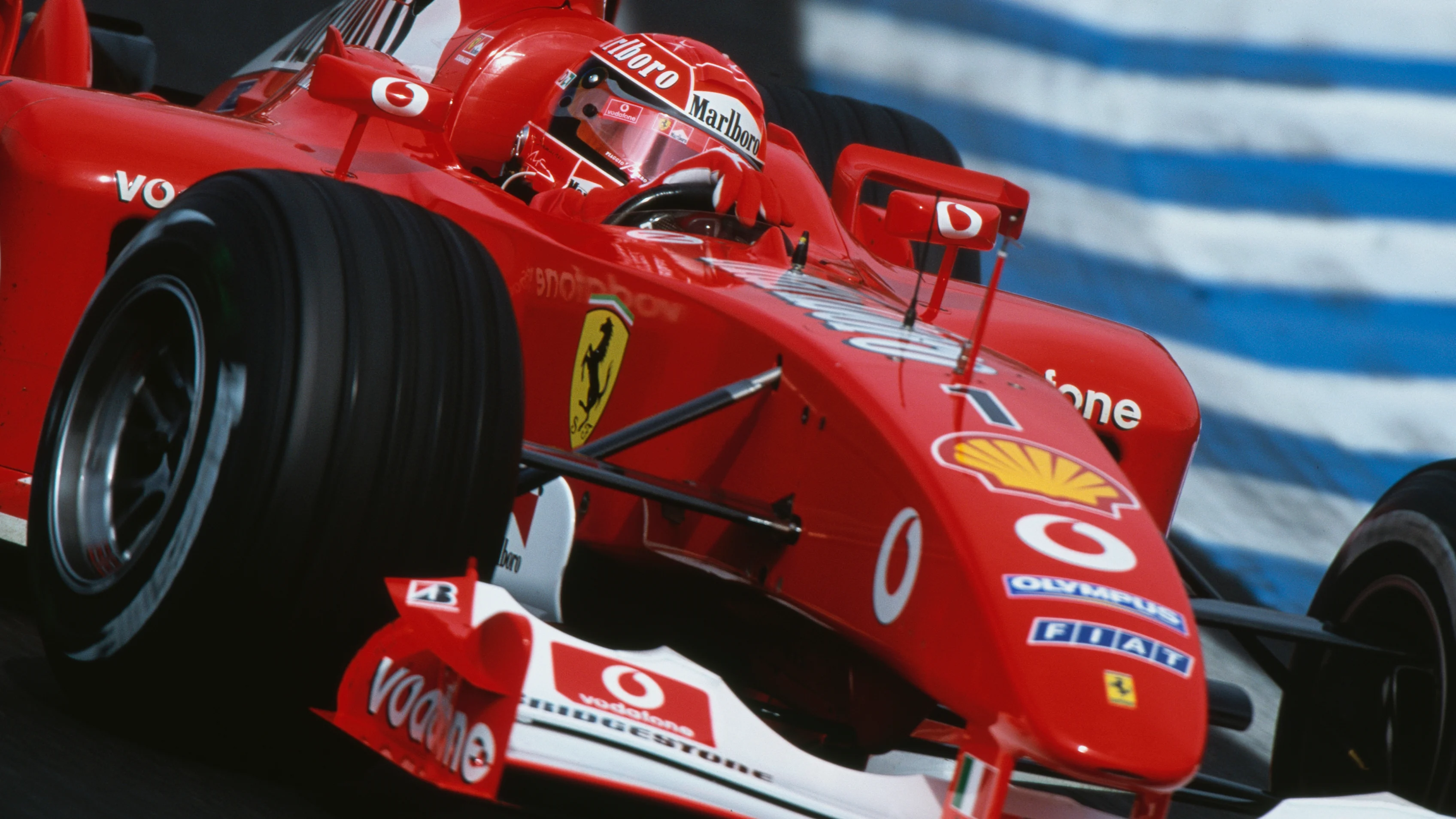 Michael Schumacher of Germany drives the #1 Scuderia Ferrari Marlboro Ferrari F2002 Ferrari V10