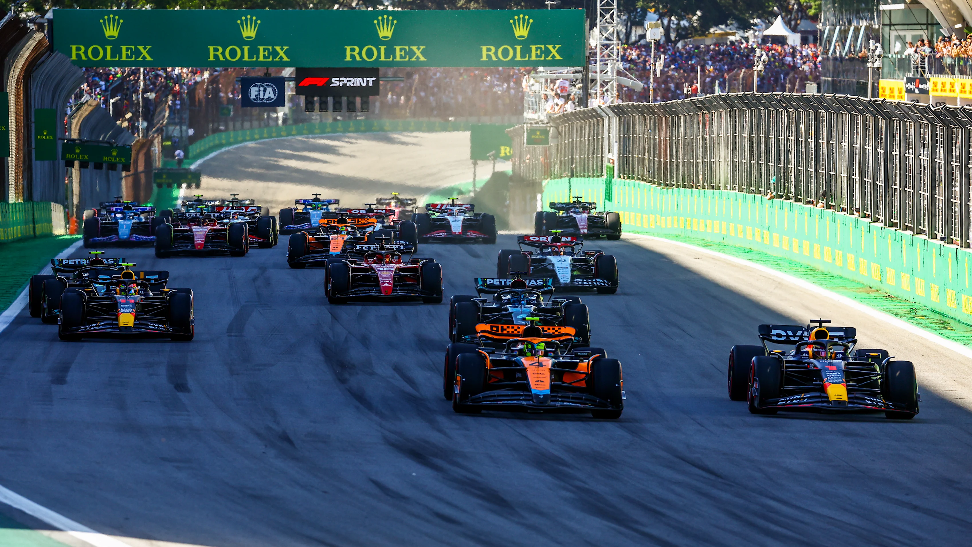 SAO PAULO, BRAZIL - NOVEMBER 04: Max Verstappen of the Netherlands driving the (1) Oracle Red Bull