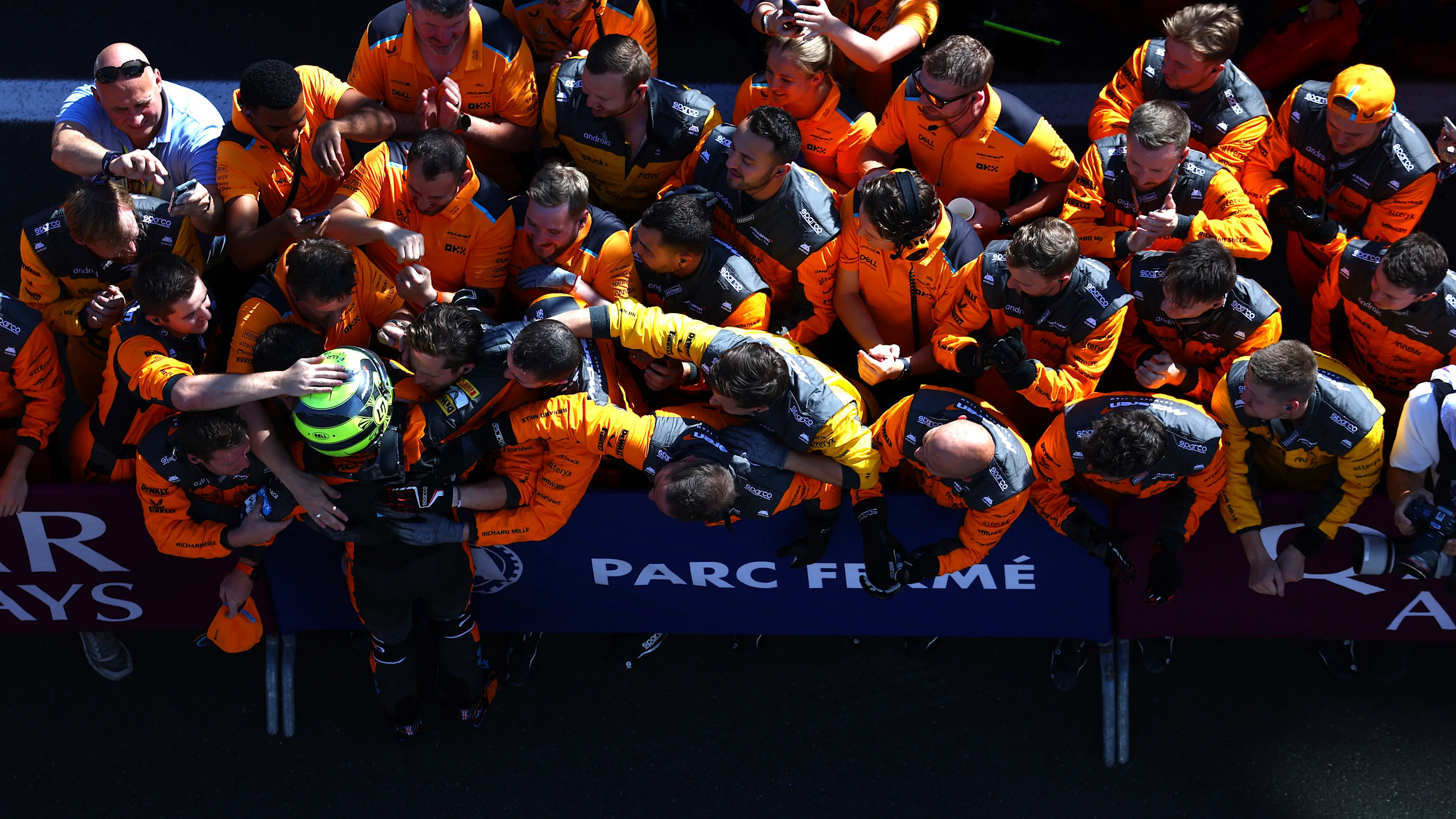 BUDAPEST, HUNGARY - JULY 23: Second placed Lando Norris of Great Britain and McLaren celebrates