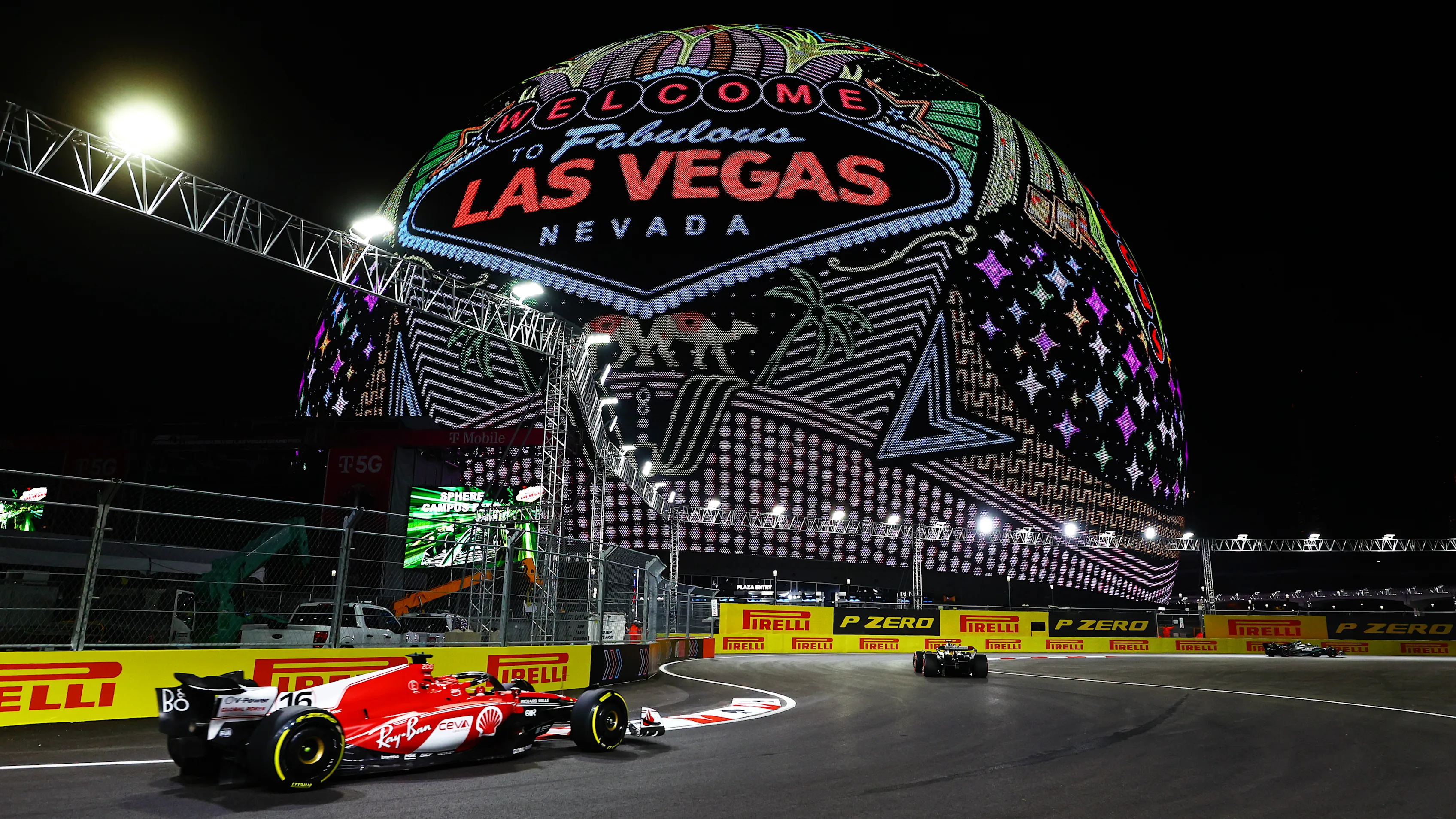 LAS VEGAS, NEVADA - NOVEMBER 17: Charles Leclerc of Monaco driving the (16) Ferrari SF-23 on track
