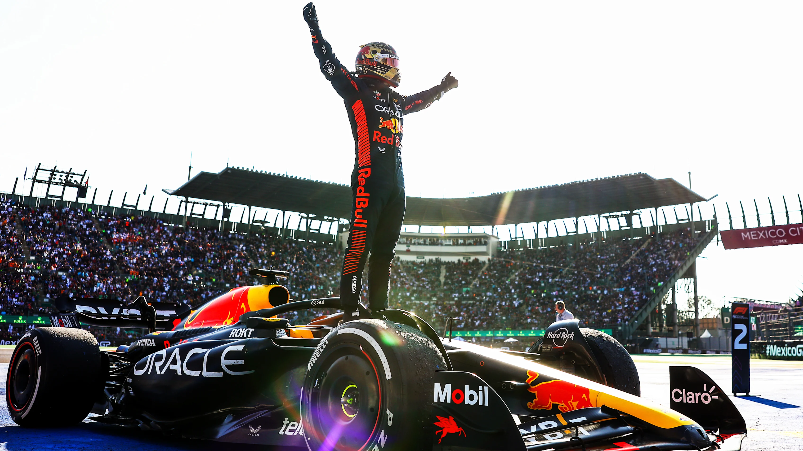 MEXICO CITY, MEXICO - OCTOBER 29: Race winner Max Verstappen of the Netherlands and Oracle Red Bull