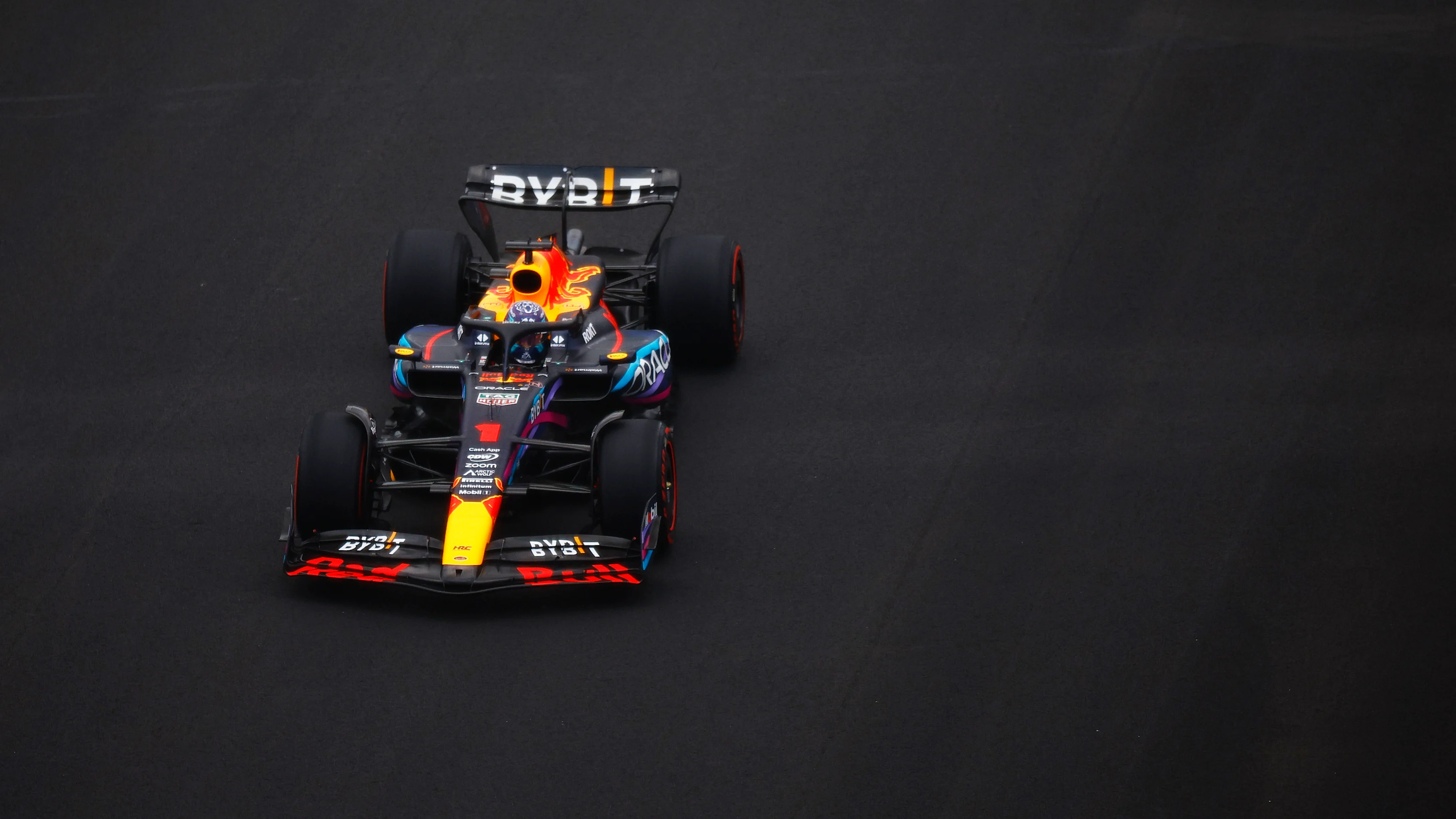 MIAMI, FLORIDA - MAY 06: Max Verstappen of the Netherlands driving the (1) Oracle Red Bull Racing