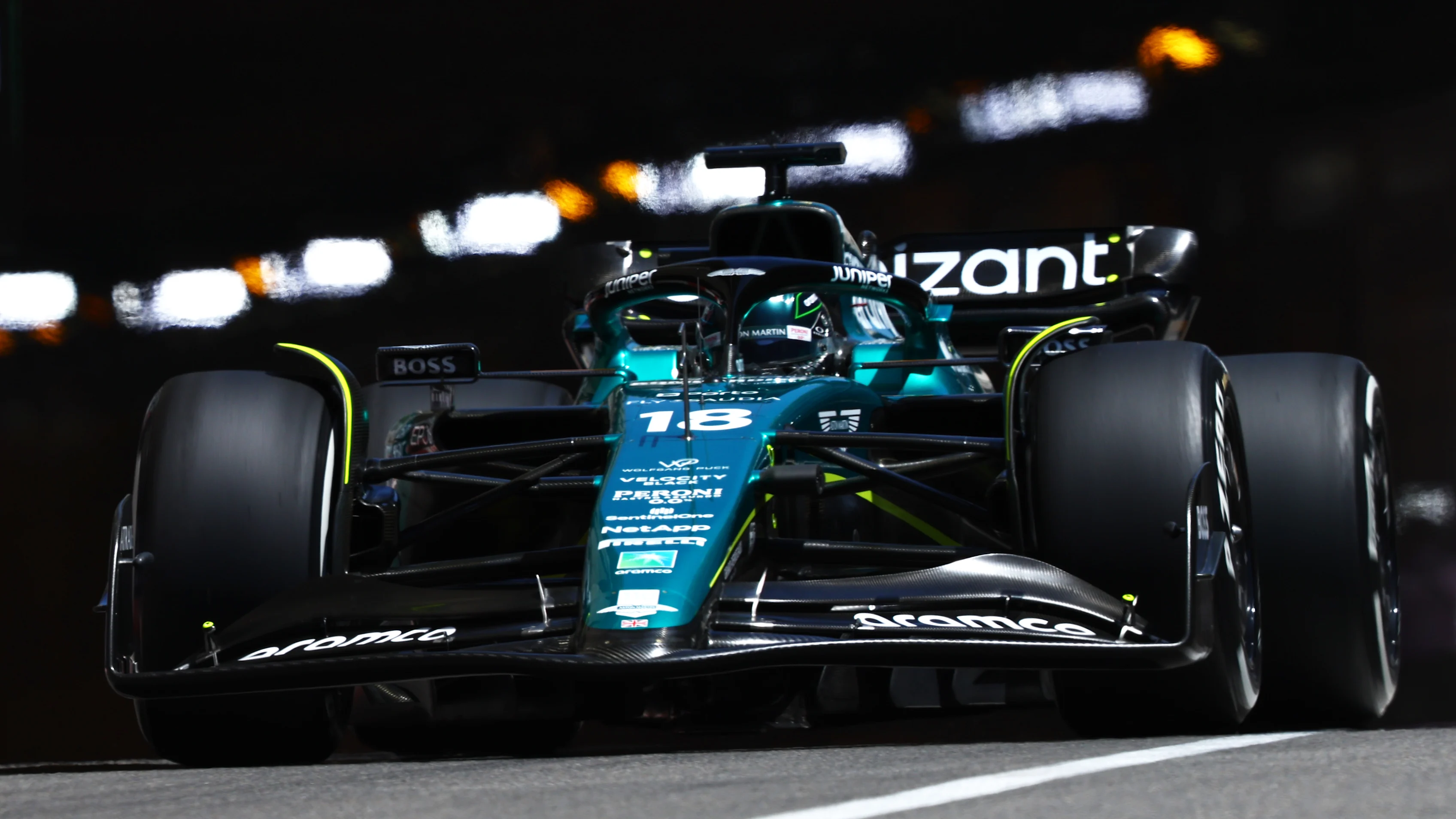 MONTE-CARLO, MONACO - MAY 26: Lance Stroll of Canada driving the (18) Aston Martin AMR23 Mercedes