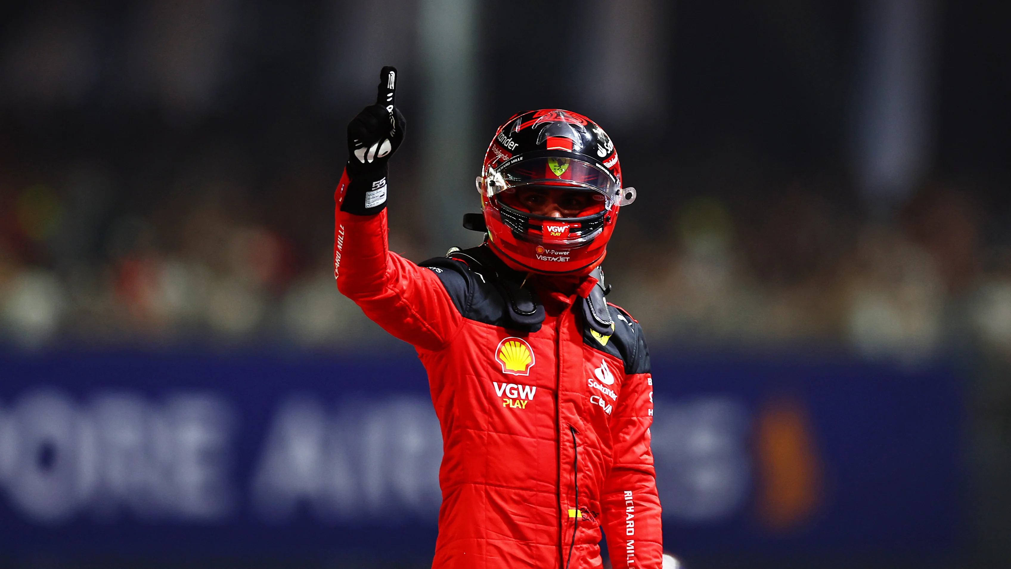 SINGAPORE, SINGAPORE - SEPTEMBER 16: Carlos Sainz of Spain driving (55) the Ferrari SF-23 on track