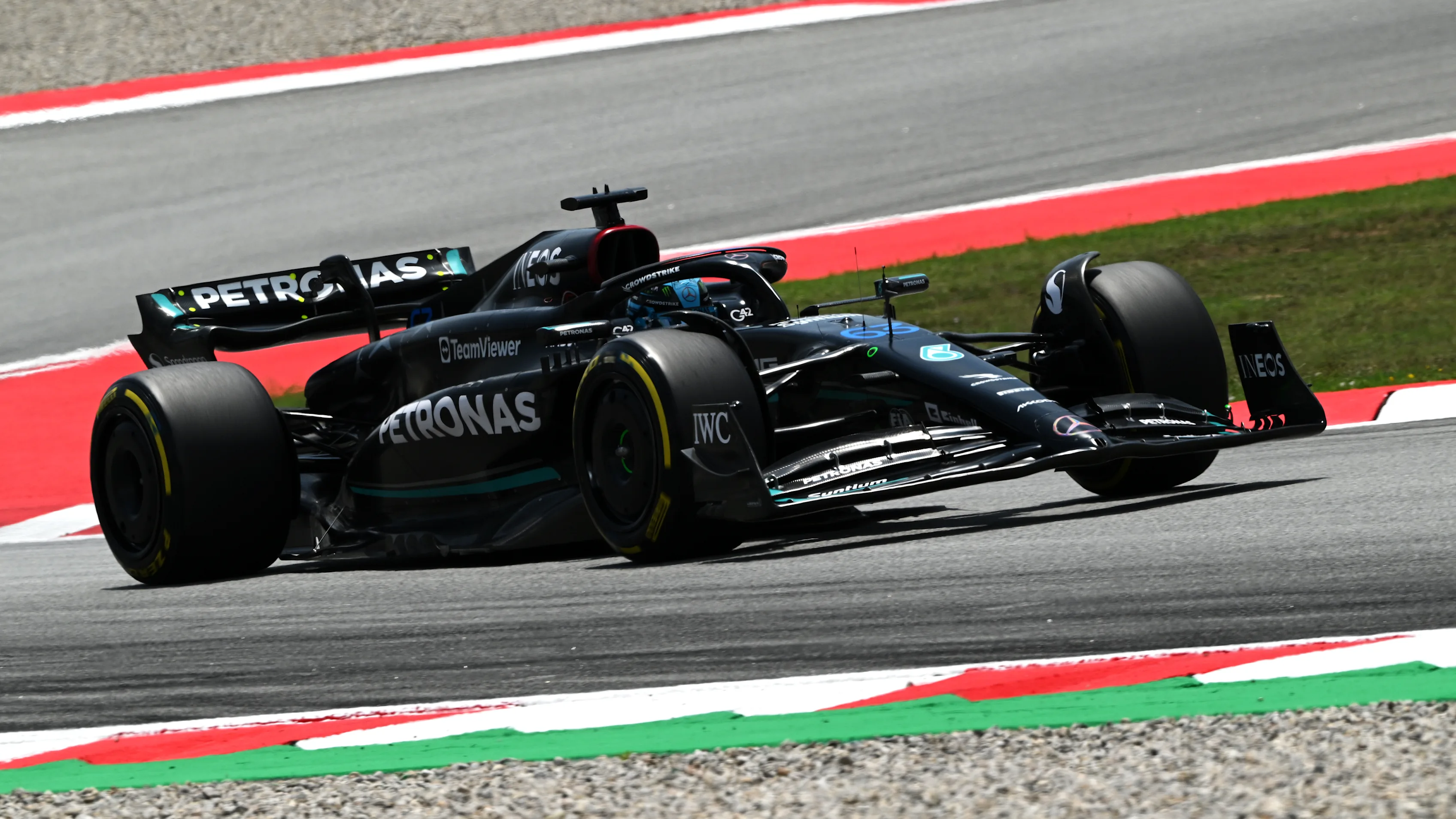 BARCELONA, SPAIN - JUNE 02: George Russell of Great Britain driving the (63) Mercedes AMG Petronas