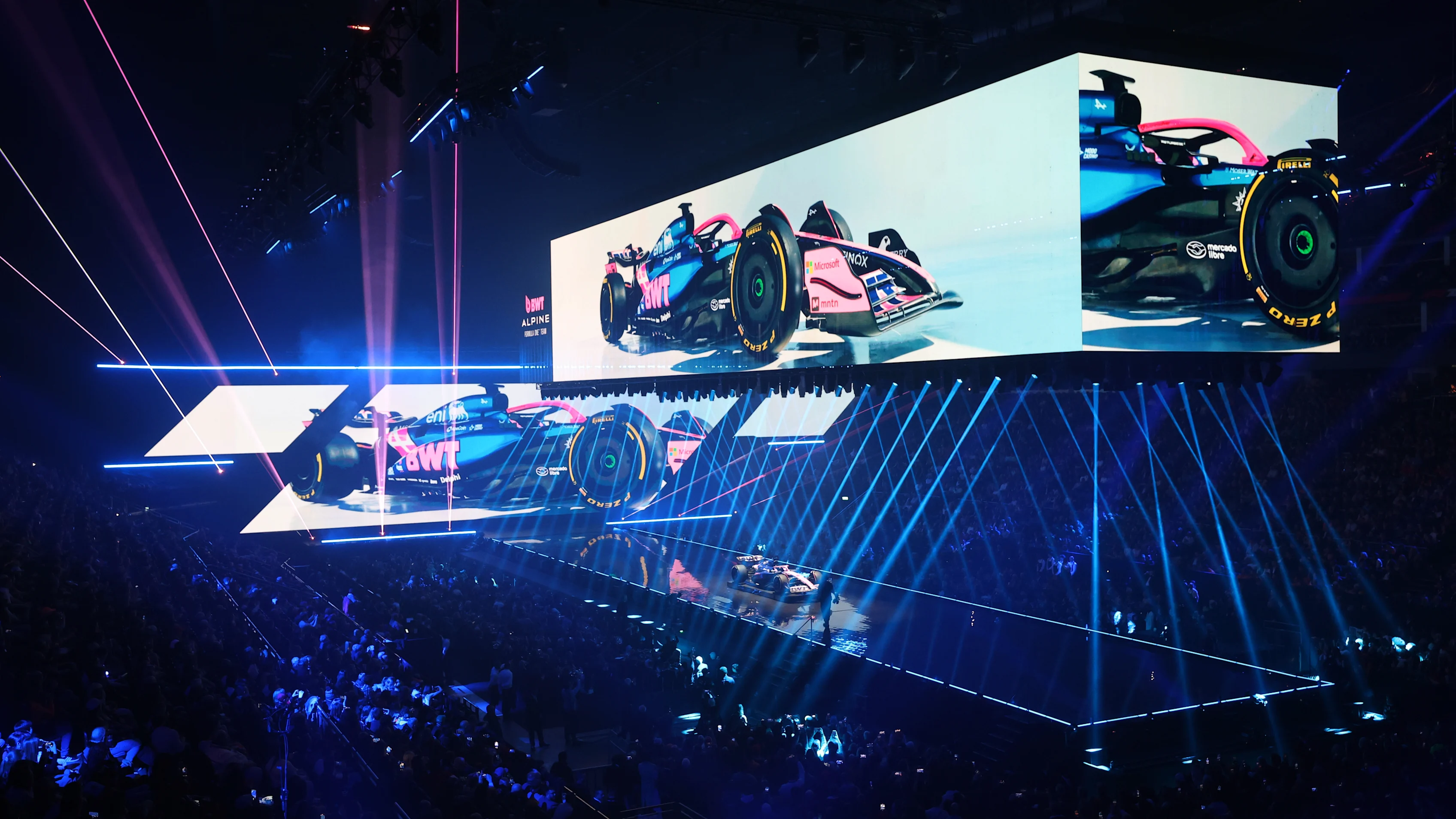 LONDON, ENGLAND - FEBRUARY 18: The Alpine F1 is presented during F1 75 Live at The O2 Arena on