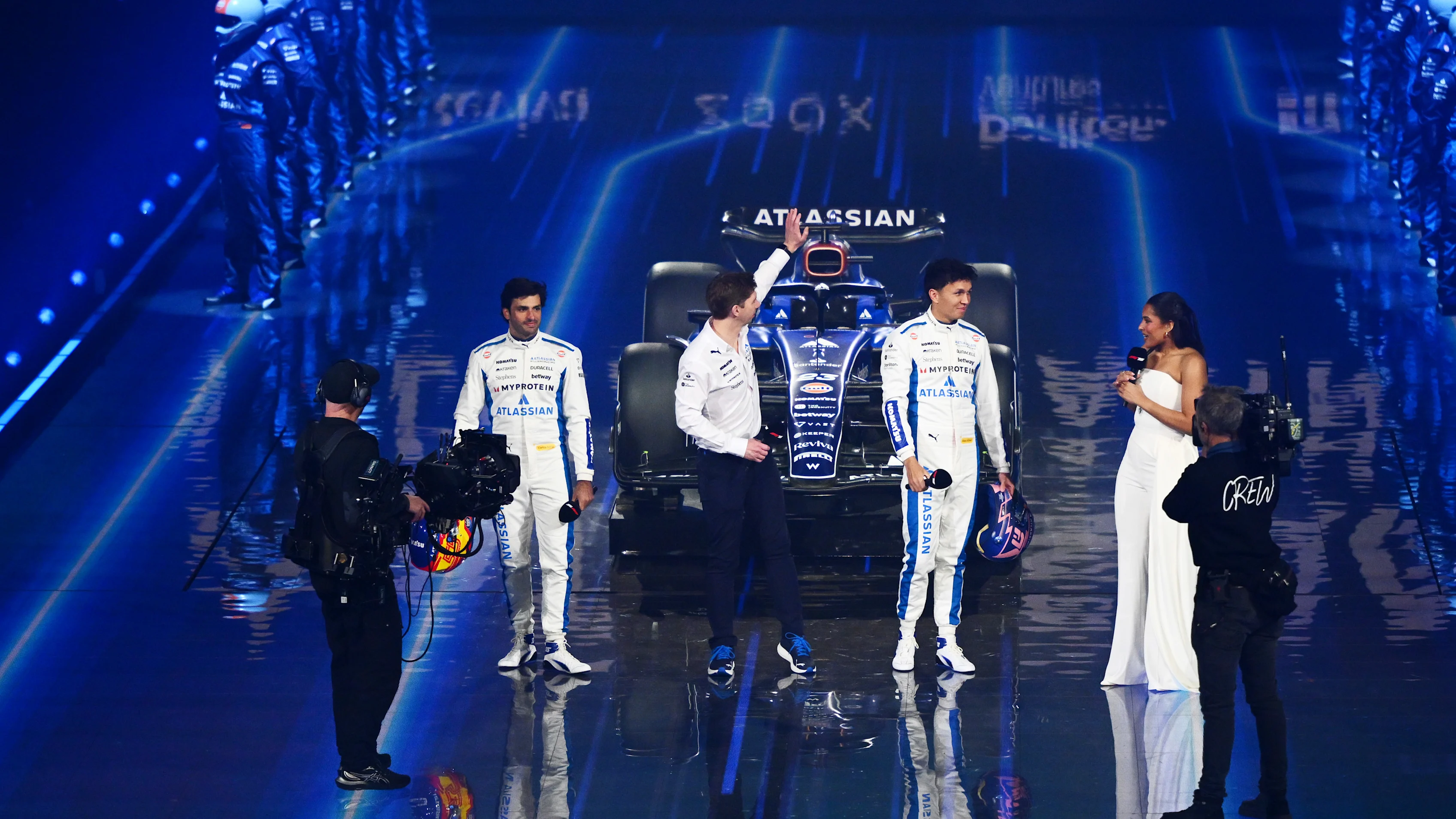 LONDON, ENGLAND - FEBRUARY 18: Carlos Sainz of Spain and Williams ,James Vowles, Team Principal of