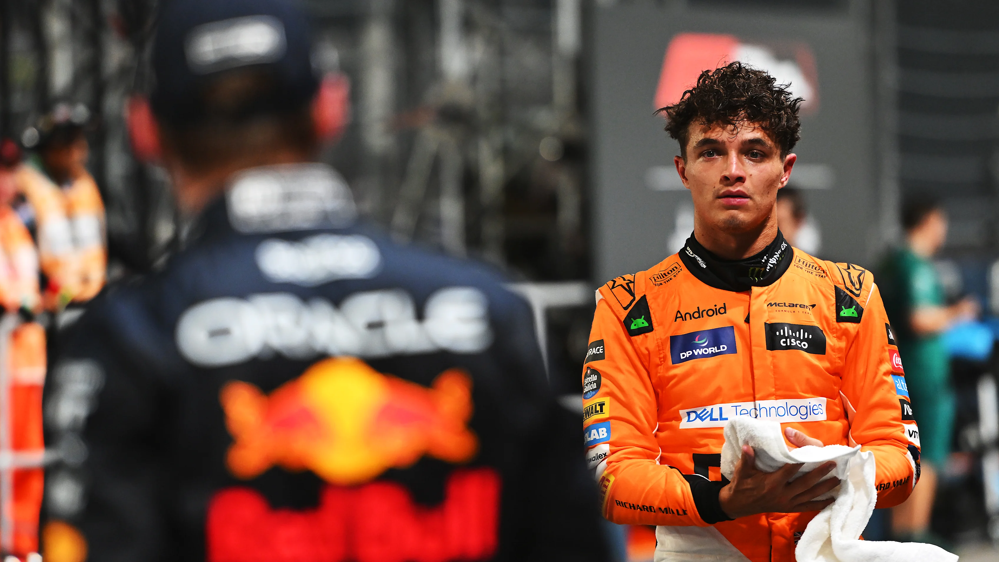 SINGAPORE, SINGAPORE - SEPTEMBER 21: Pole position qualifier Lando Norris of Great Britain and