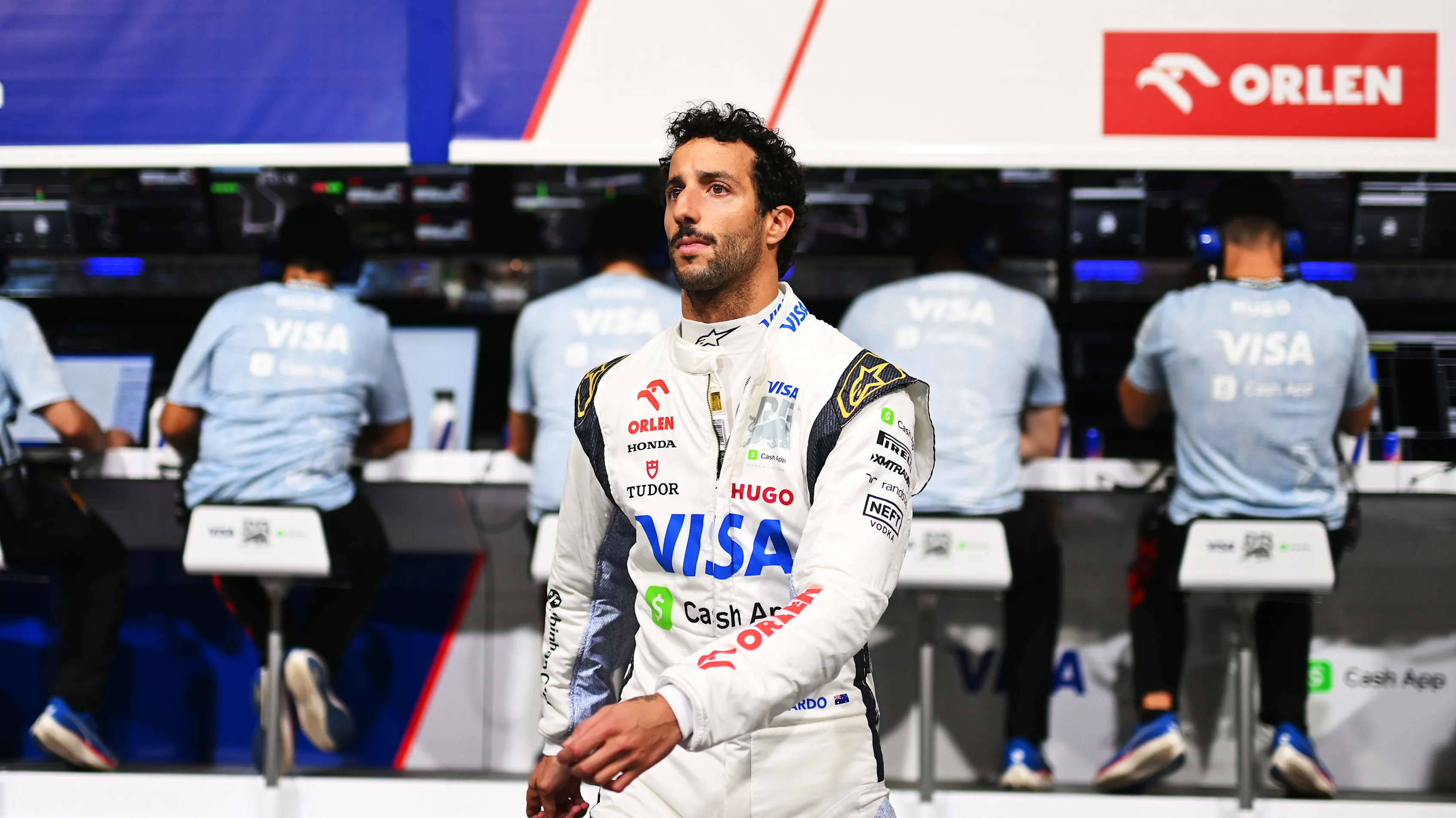 SINGAPORE, SINGAPORE - SEPTEMBER 21: Daniel Ricciardo of Australia and Visa Cash App RB looks on