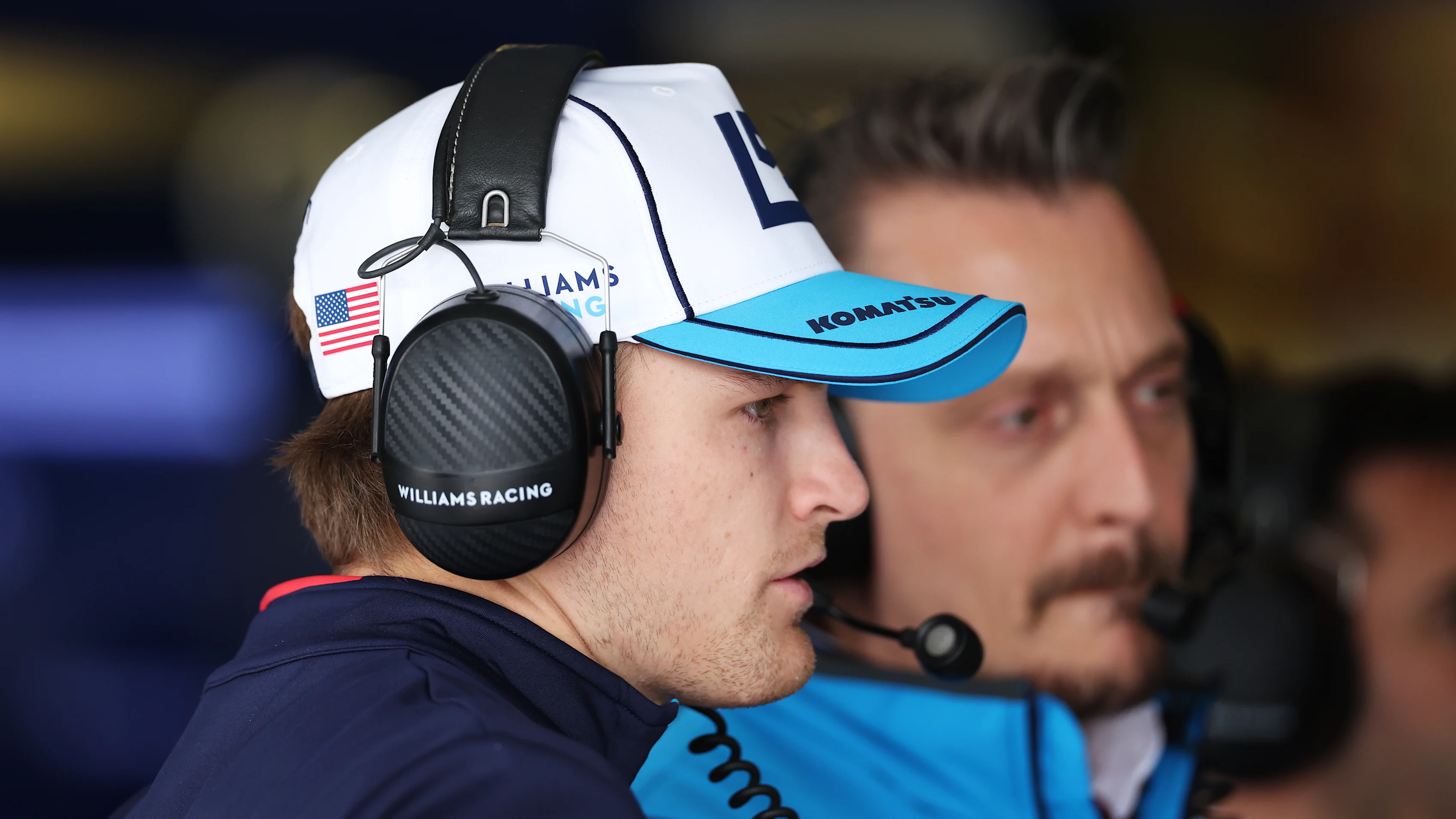 MELBOURNE, AUSTRALIA - MARCH 23: Logan Sargeant of United States and Williams looks on in the