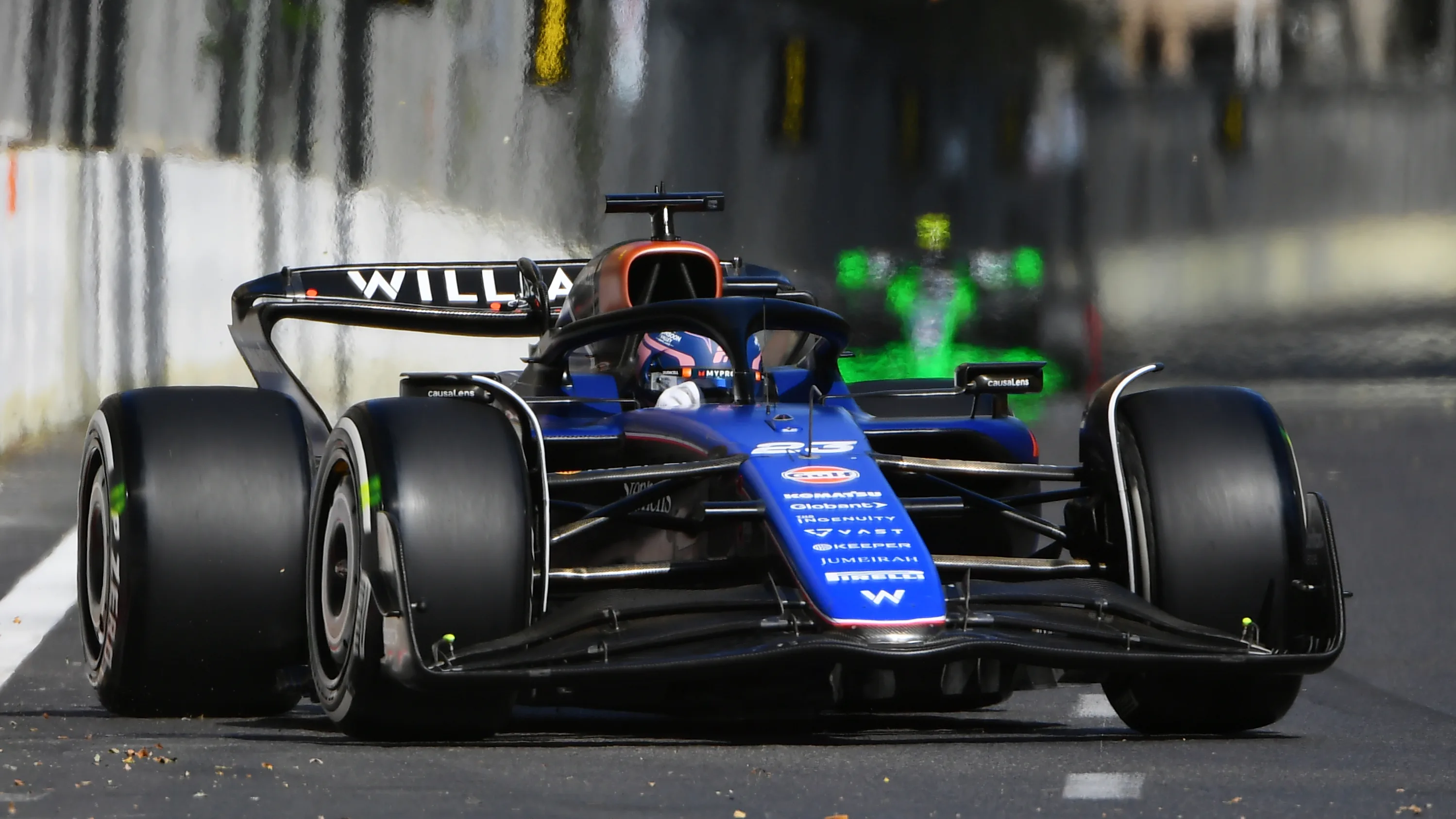 BAKU, AZERBAIJAN - SEPTEMBER 15: Alexander Albon of Thailand driving the (23) Williams FW46