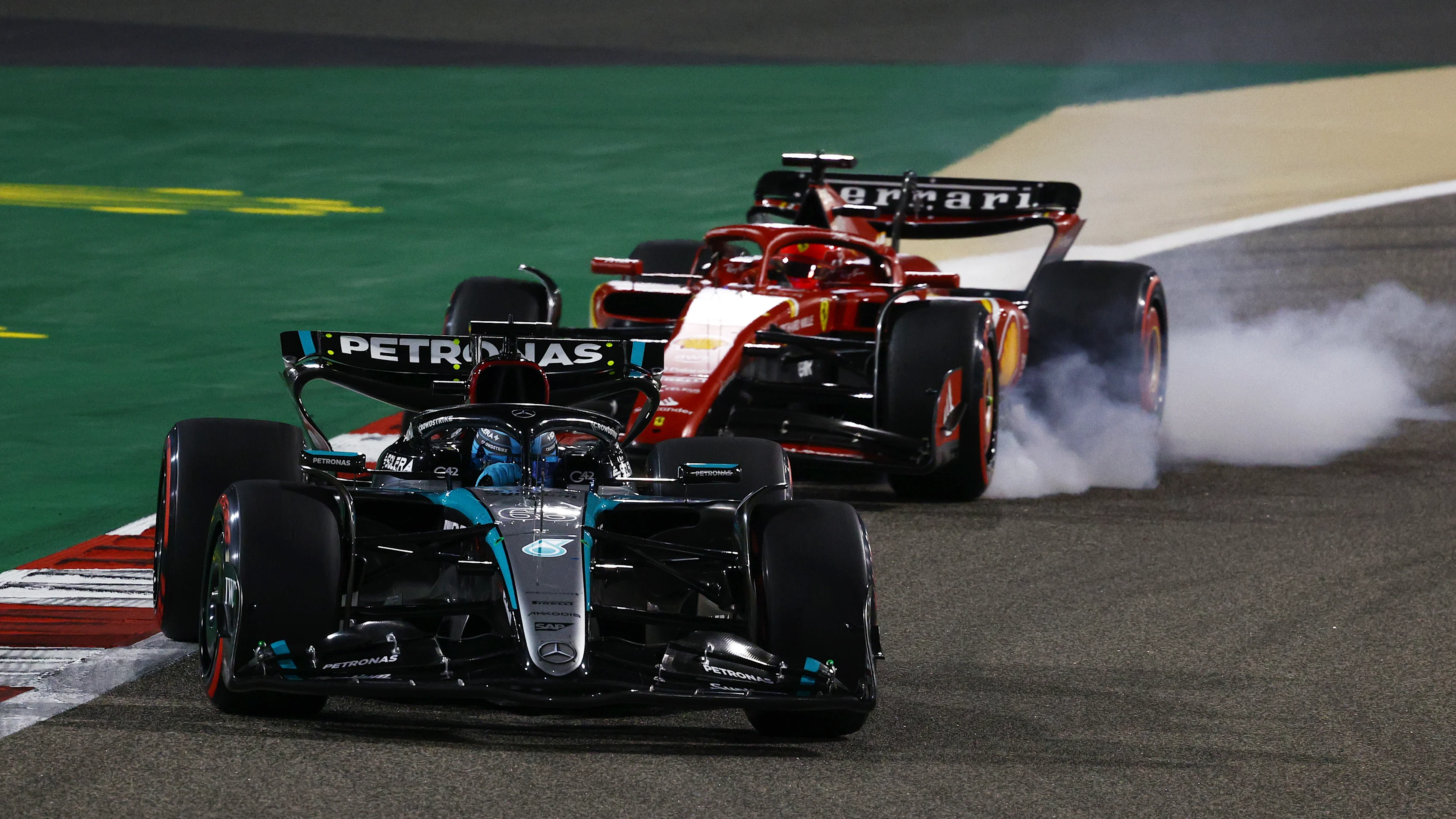 BAHRAIN, BAHRAIN - MARCH 02: George Russell of Great Britain driving the (63) Mercedes AMG Petronas