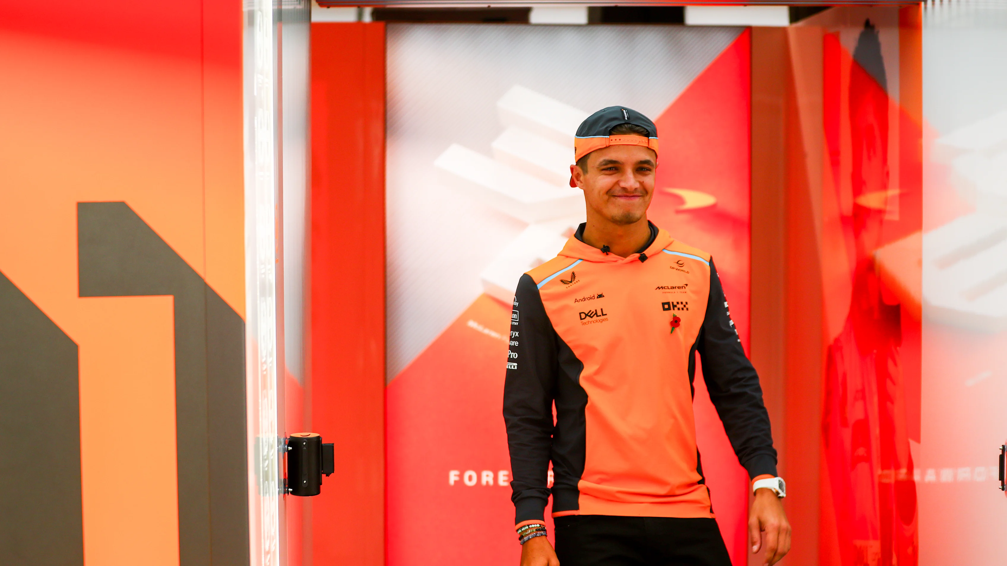 SAO PAULO, BRAZIL - OCTOBER 31: Lando Norris of McLaren and Great Britain in the paddock during
