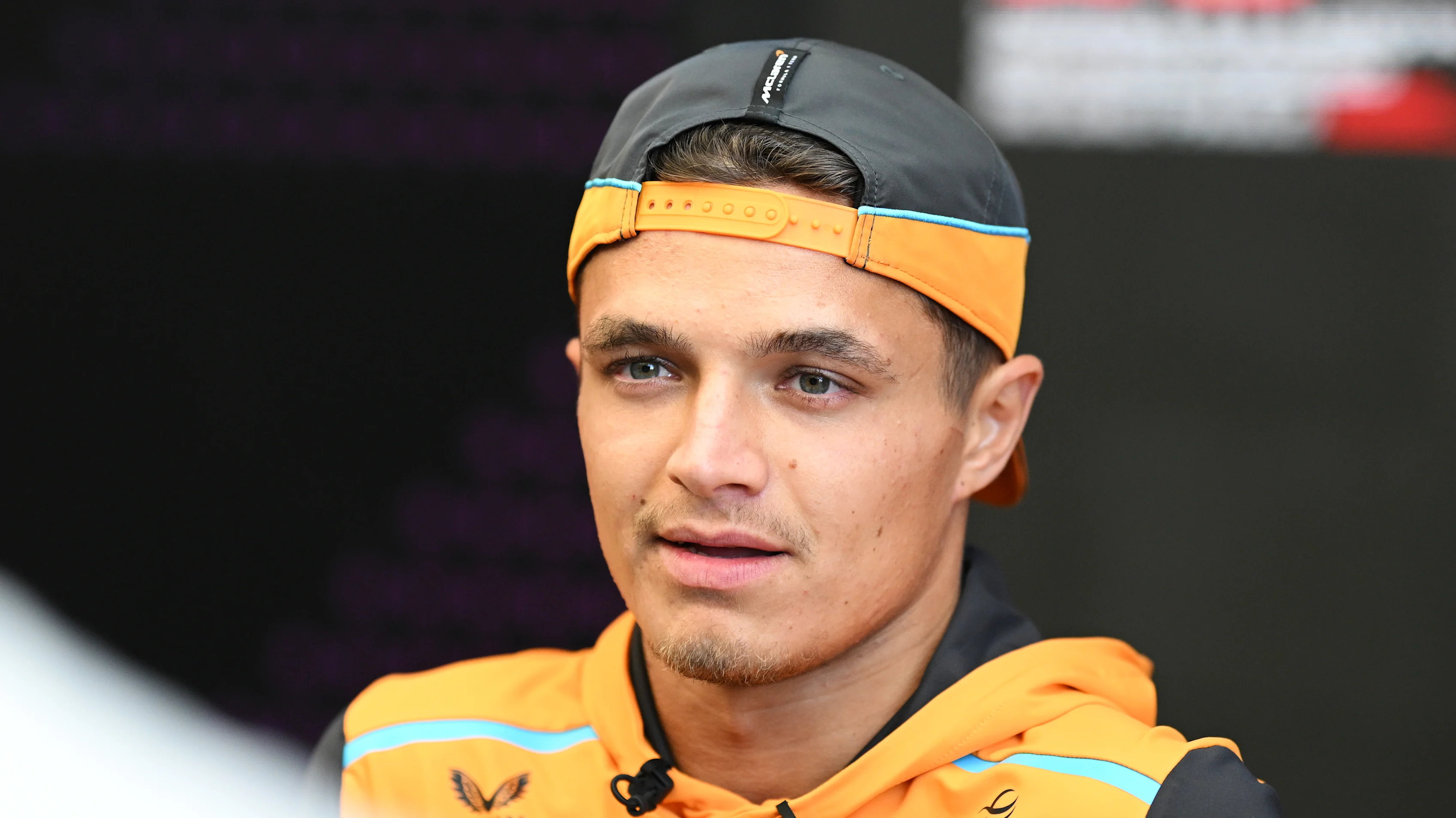 SAO PAULO, BRAZIL - OCTOBER 31: Lando Norris of Great Britain and McLaren looks on in the Paddock