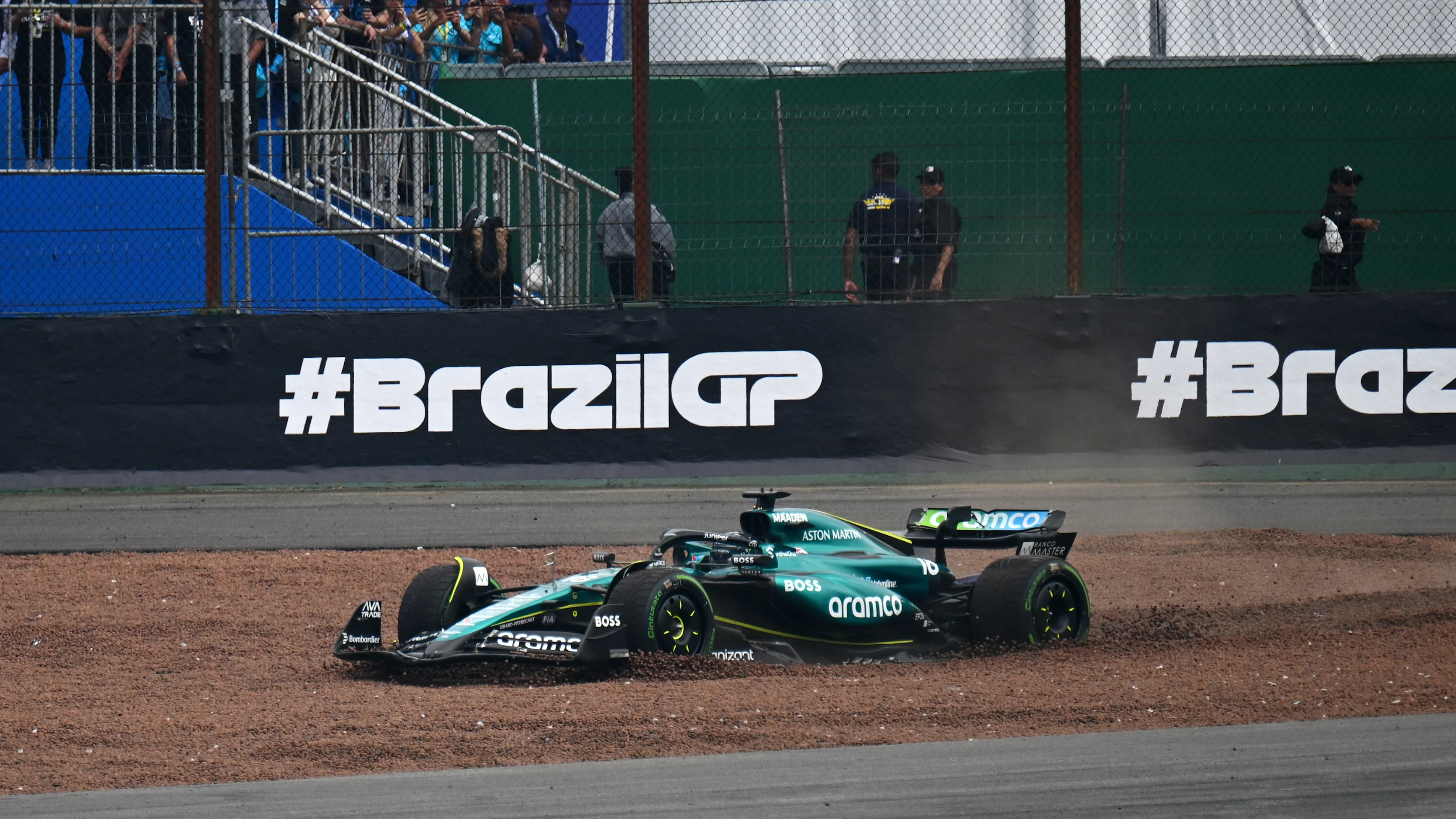 SAO PAULO, BRAZIL - NOVEMBER 03: Lance Stroll of Canada driving the (18) Aston Martin AMR24