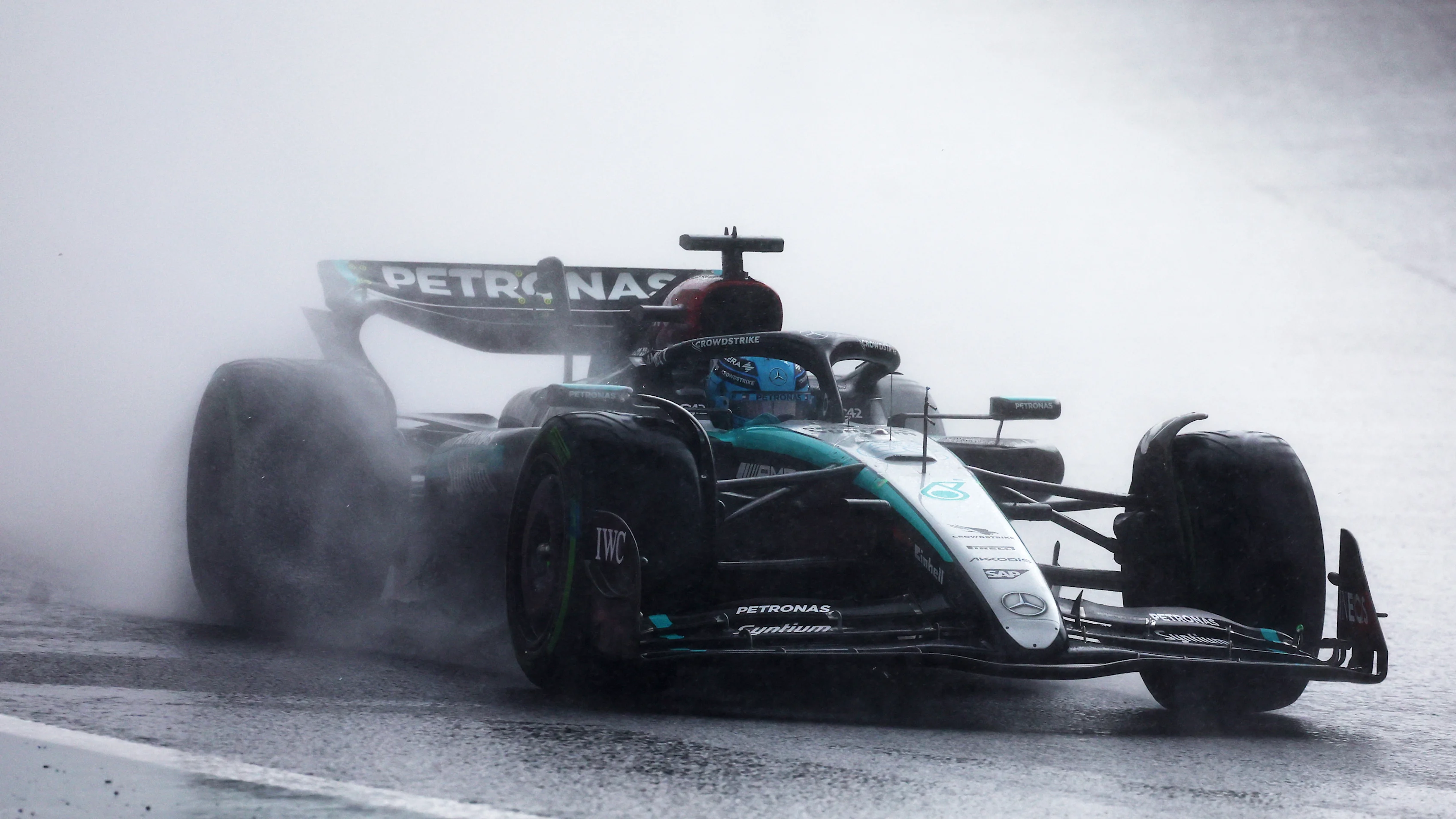 SAO PAULO, BRAZIL - NOVEMBER 03: George Russell of Great Britain driving the (63) Mercedes AMG