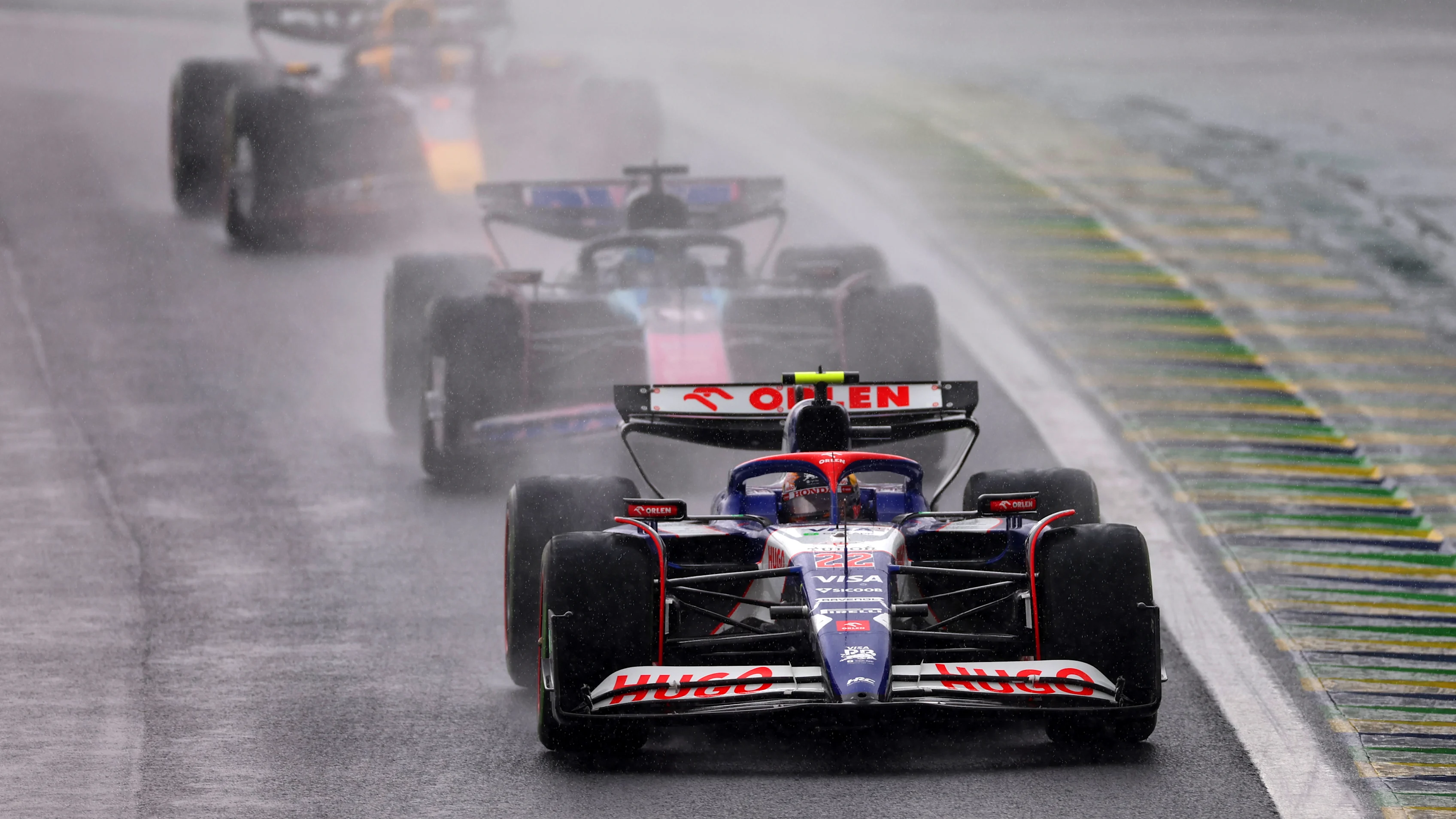SAO PAULO, BRAZIL - NOVEMBER 03: Yuki Tsunoda of Japan driving the (22) Visa Cash App RB VCARB 01