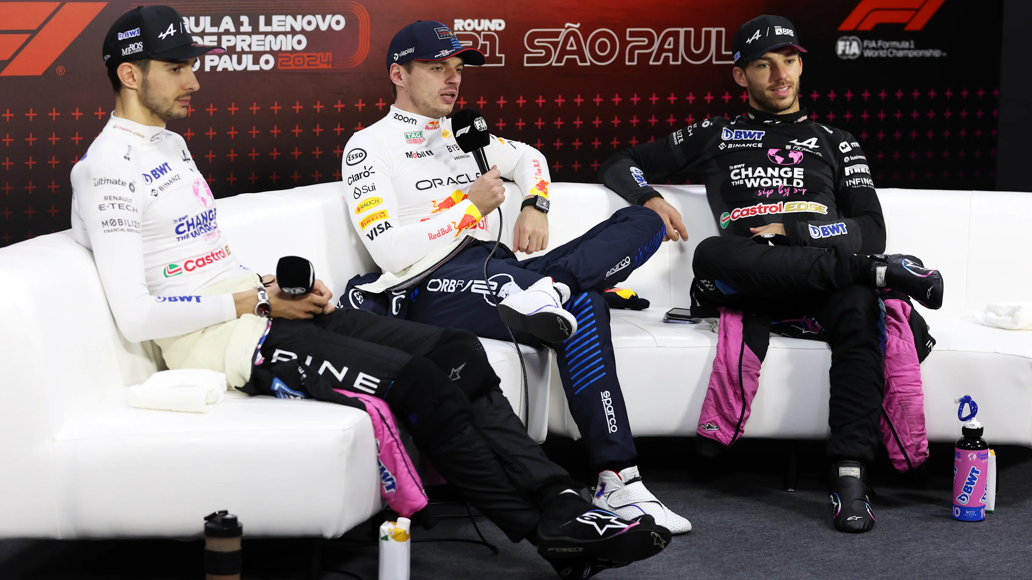 SAO PAULO, BRAZIL - NOVEMBER 03: Race winner Max Verstappen of the Netherlands and Oracle Red Bull