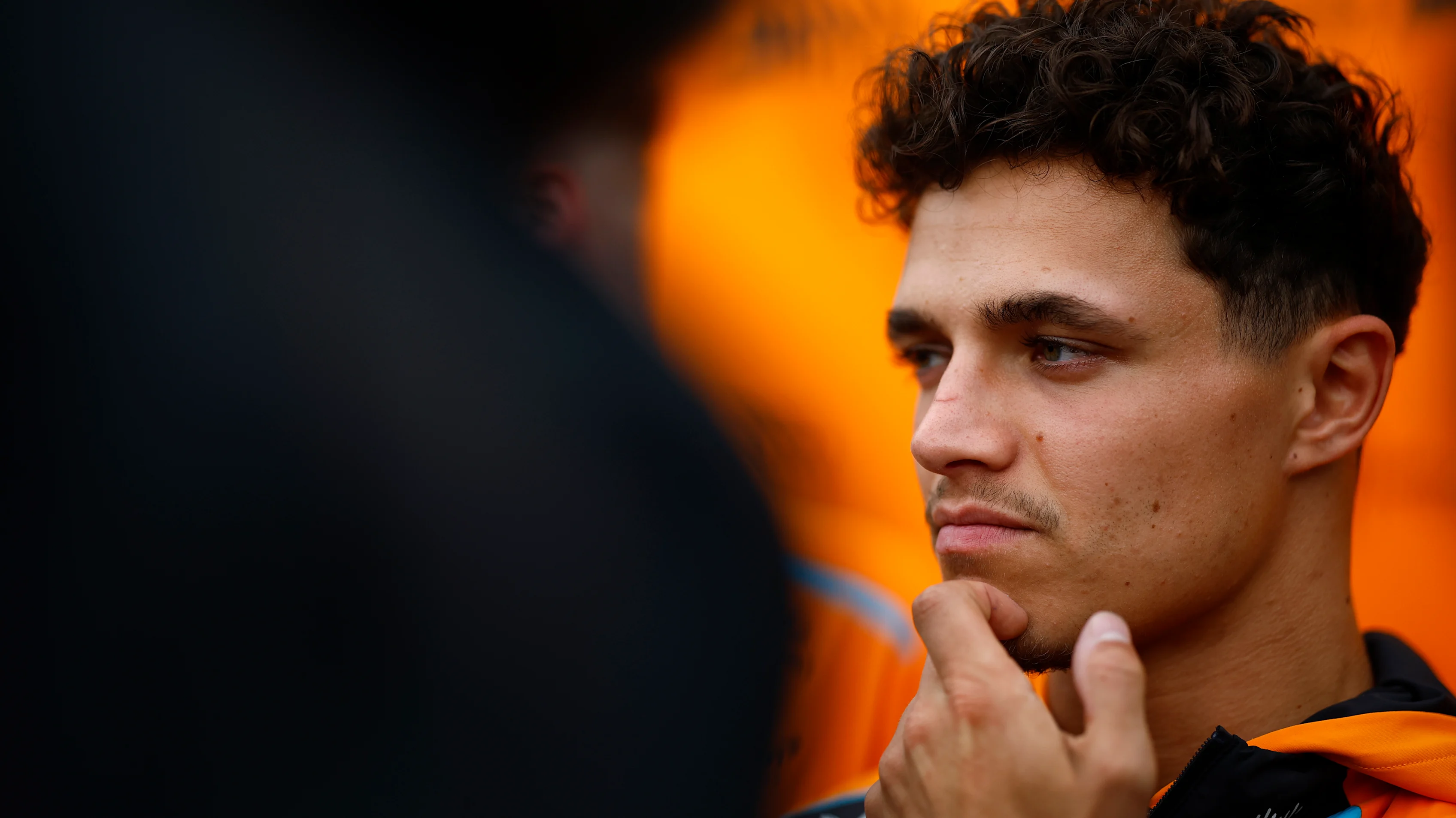 MONTREAL, QUEBEC - JUNE 06: Lando Norris of Great Britain and McLaren talks to the media in the