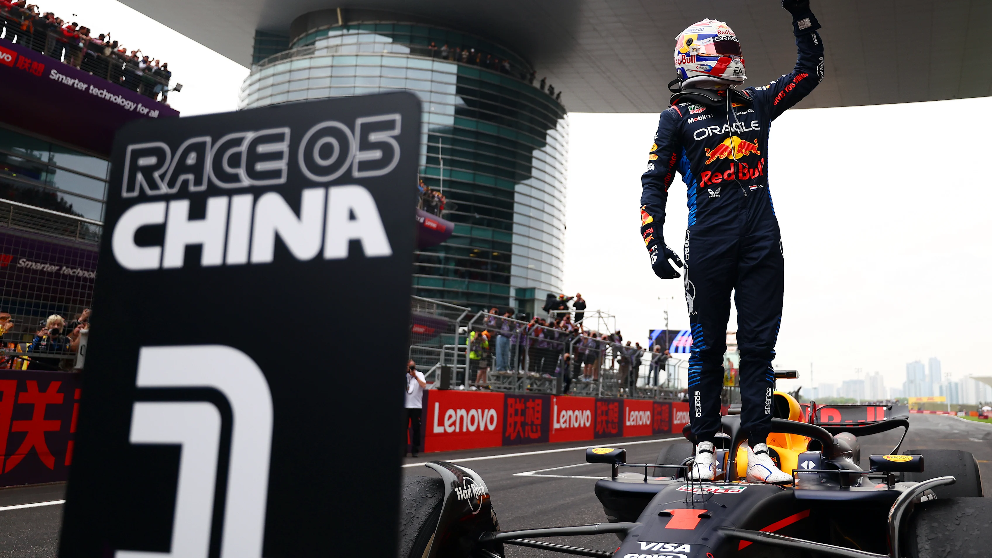 SHANGHAI, CHINA - APRIL 21: Race winner Max Verstappen of the Netherlands and Oracle Red Bull