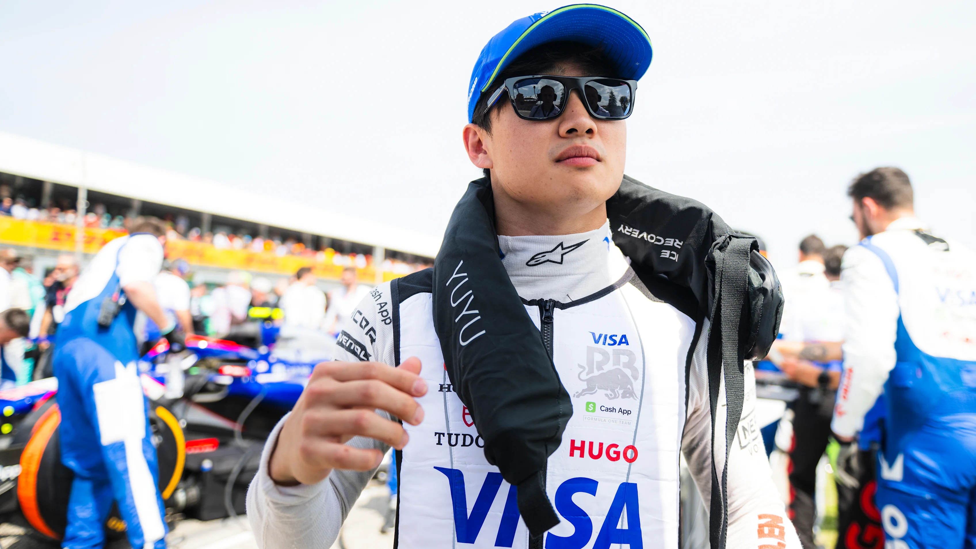 IMOLA, ITALY - MAY 19: Yuki Tsunoda of Japan and Visa Cash App RB prepares to drive on the grid