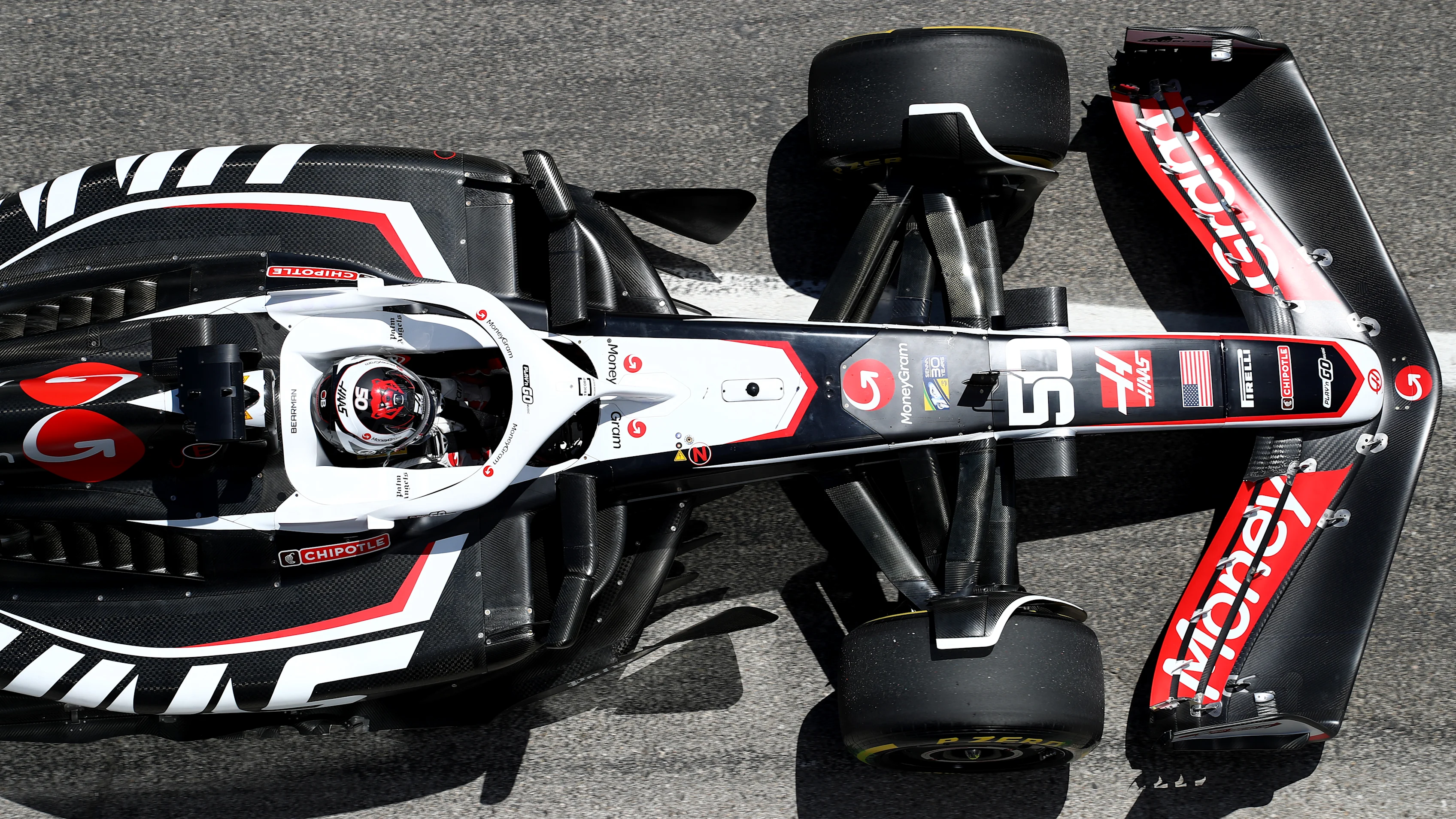 IMOLA, ITALY - MAY 17: Oliver Bearman of Great Britain driving the (50) Haas F1 VF-24 Ferrari in