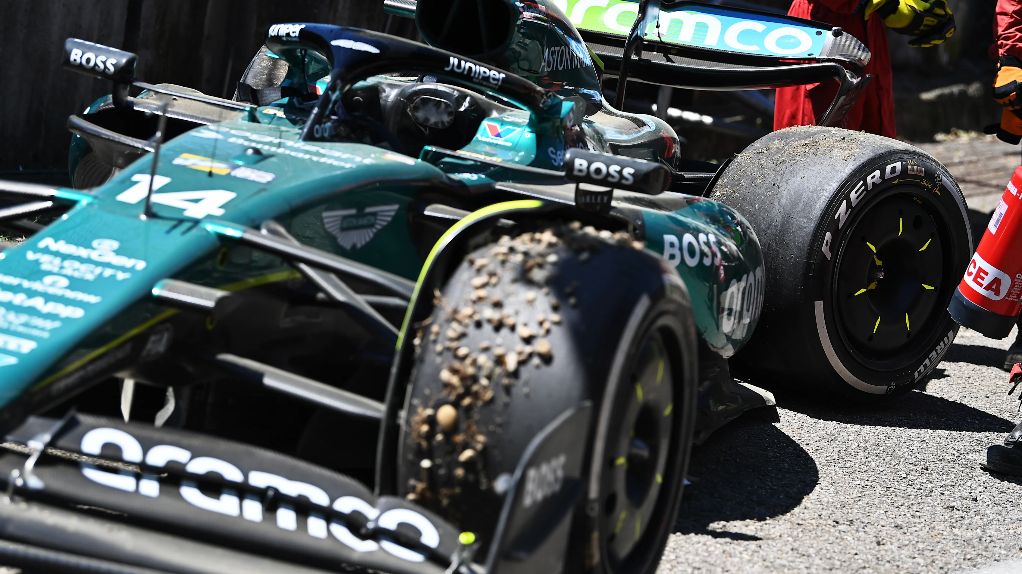 IMOLA, ITALY - MAY 18: A detail view of the car of Fernando Alonso of Spain and Aston Martin F1