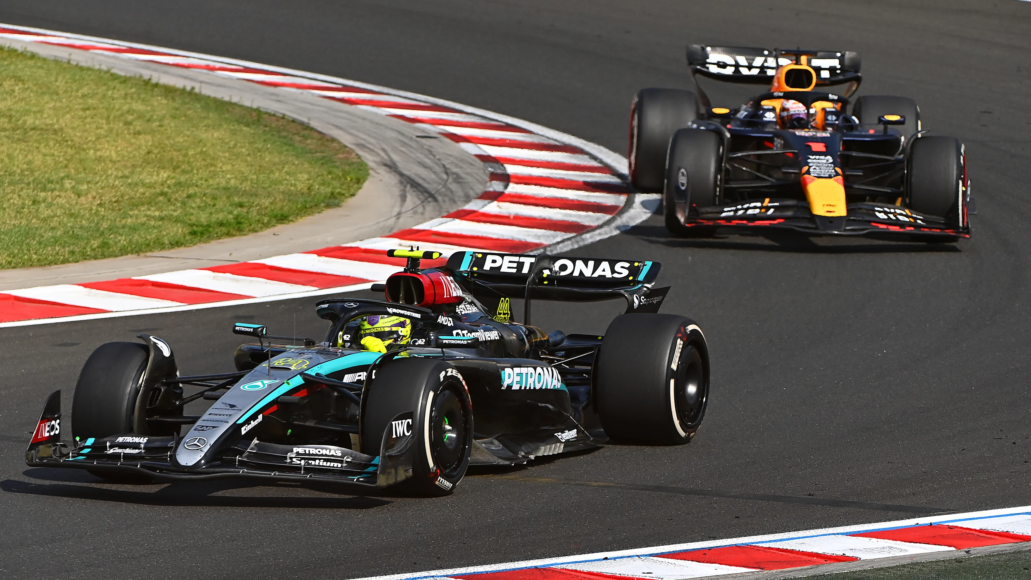 BUDAPEST, HUNGARY - JULY 21: Lewis Hamilton of Great Britain driving the (44) Mercedes AMG Petronas