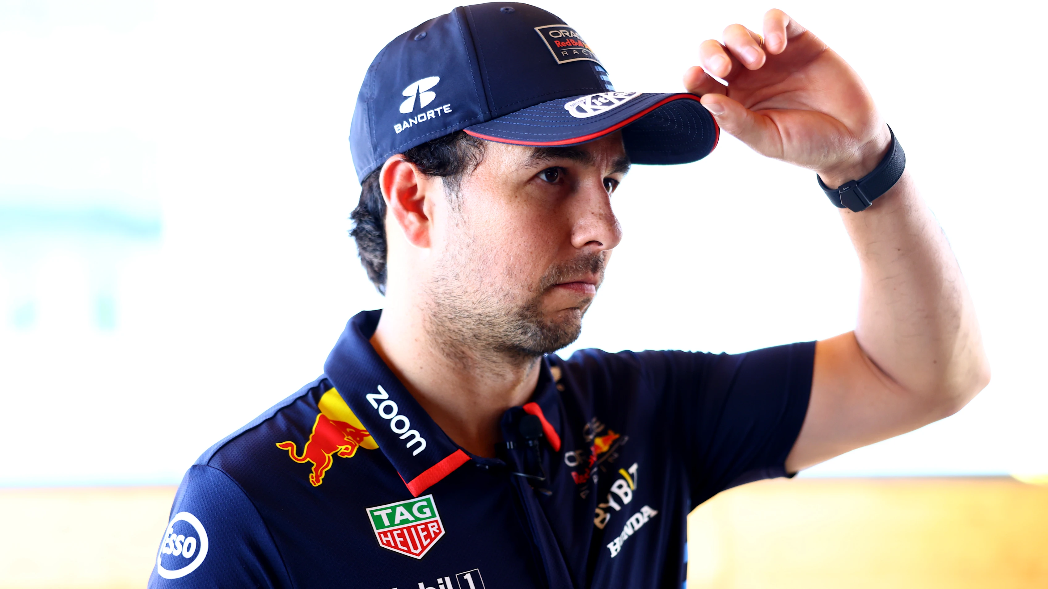 BUDAPEST, HUNGARY - JULY 18: Sergio Perez of Mexico and Oracle Red Bull Racing looks on in the