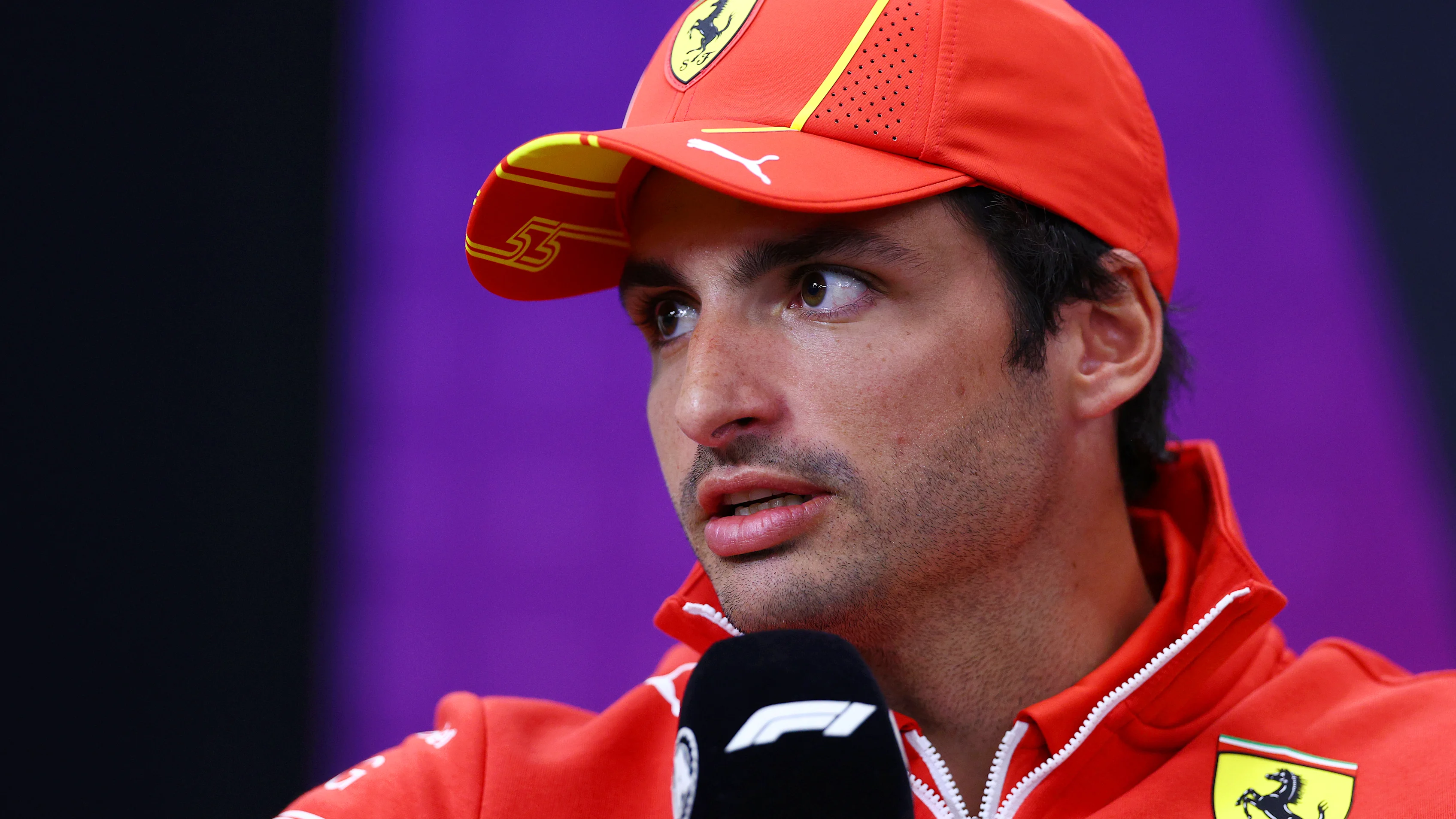 SUZUKA, JAPAN - APRIL 04: Carlos Sainz of Spain and Ferrari attends the Drivers Press Conference