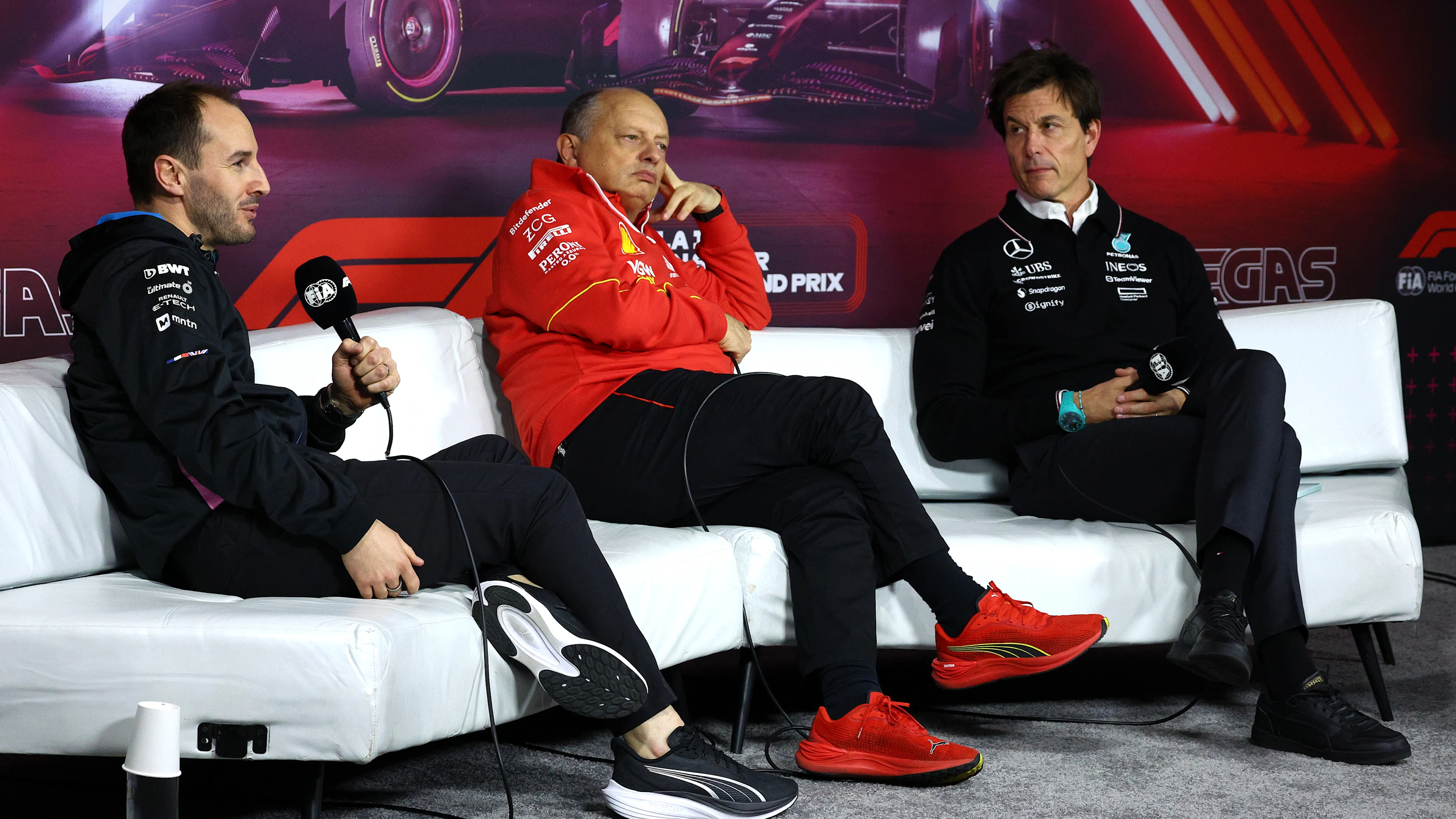 LAS VEGAS, NEVADA - NOVEMBER 21: Oliver Oakes, Team Principal of Alpine F1, Ferrari Team Principal