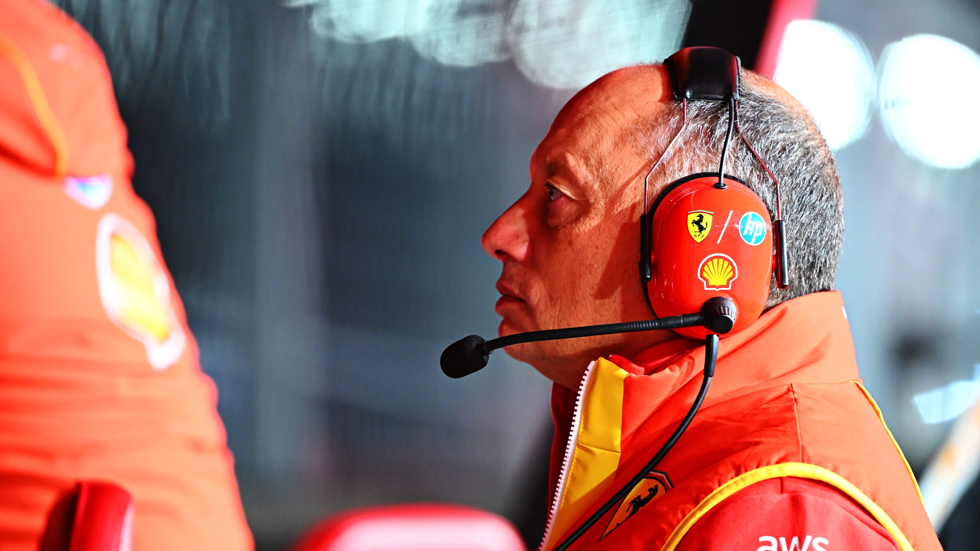 LAS VEGAS, NEVADA - NOVEMBER 22: Ferrari Team Principal Frederic Vasseur looks on from the pitwall
