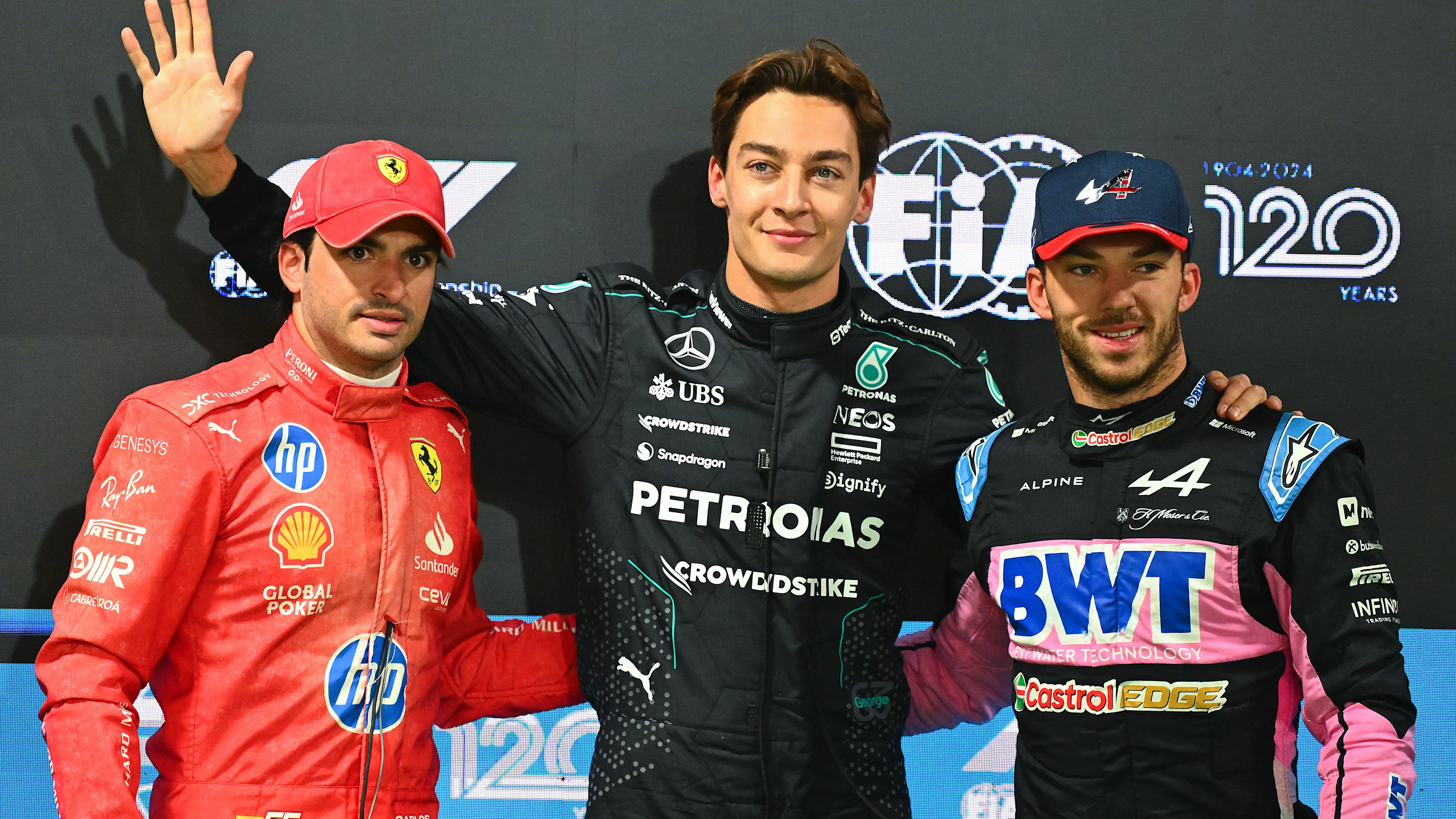 LAS VEGAS, NEVADA - NOVEMBER 22: Pole position qualifier George Russell of Great Britain and