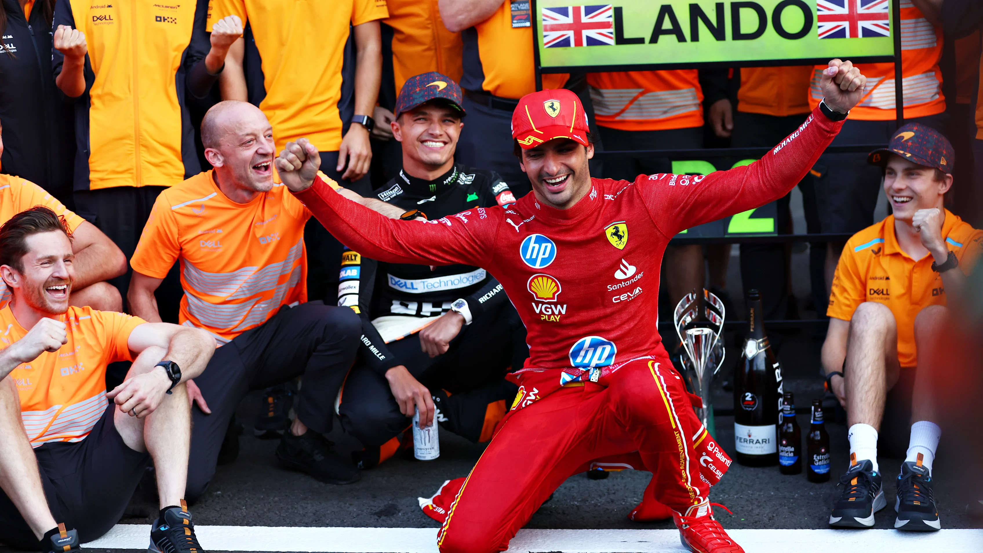 MEXICO CITY, MEXICO - OCTOBER 27: Race winner Carlos Sainz of Spain and Ferrari celebrates in front
