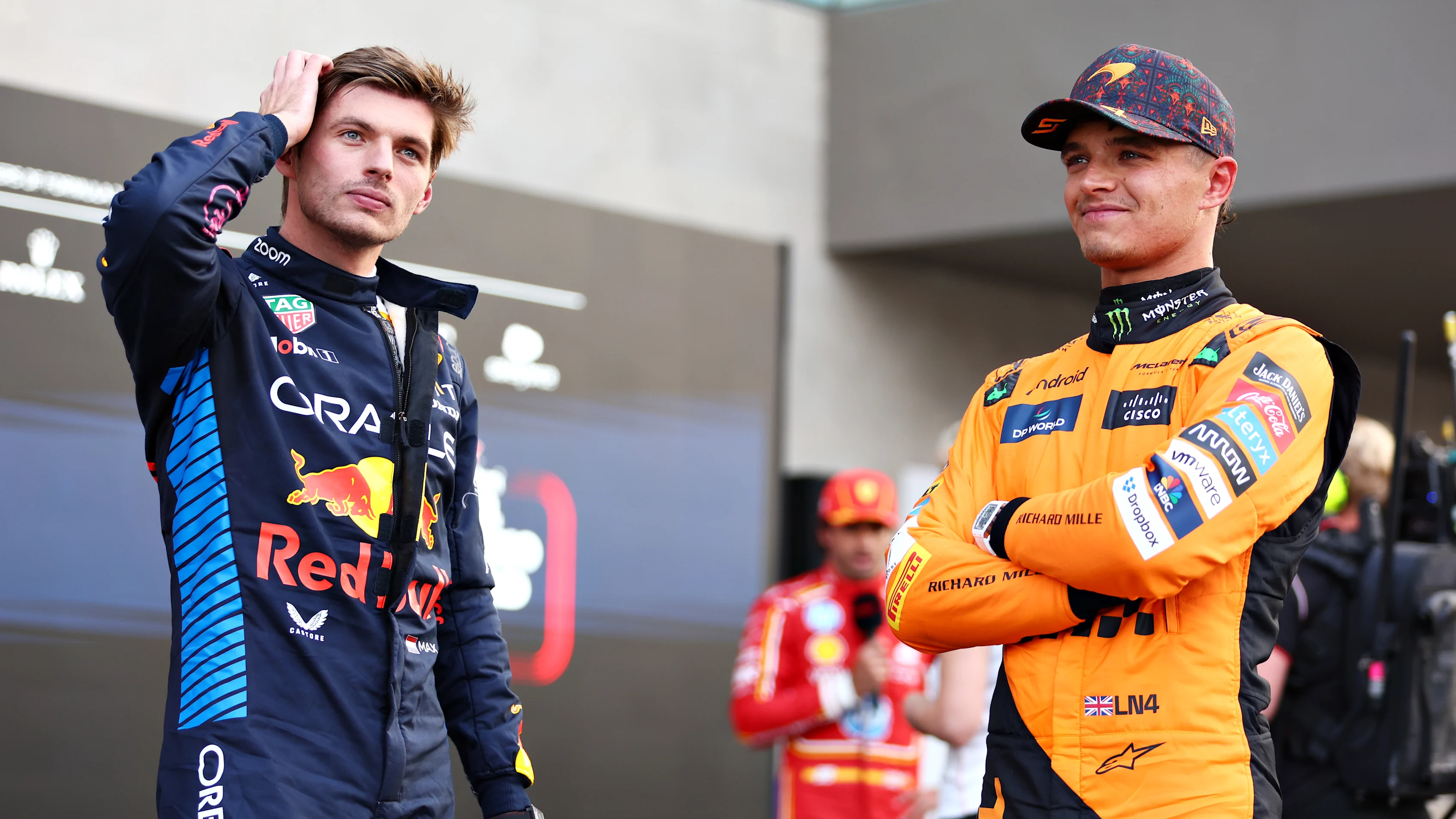 MEXICO CITY, MEXICO - OCTOBER 26: Lando Norris of Great Britain and McLaren looks on in the garage