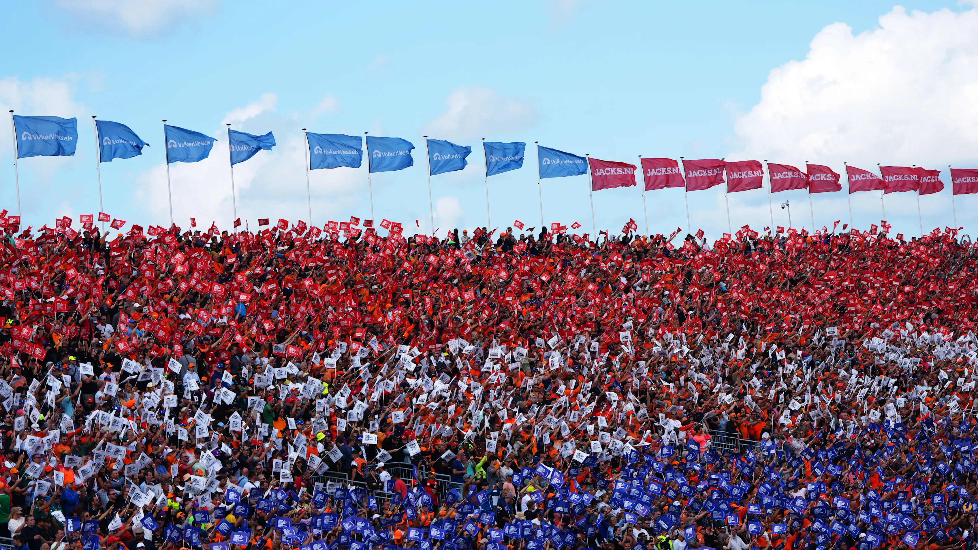 ZANDVOORT, NETHERLANDS - AUGUST 25: Fans of Max Verstappen of the Netherlands and Oracle Red Bull