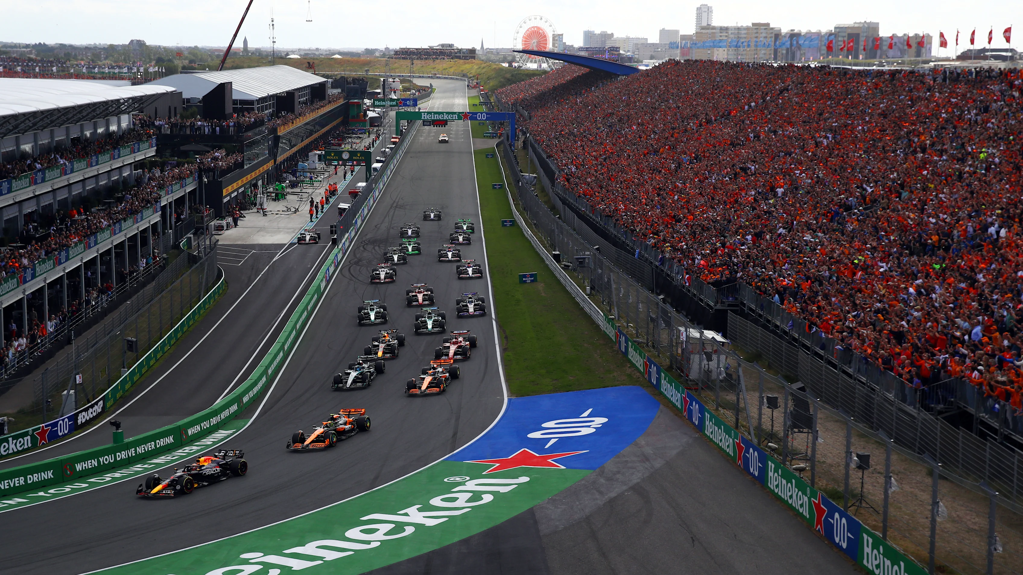 ZANDVOORT, NETHERLANDS - AUGUST 25: A general view as Max Verstappen of the Netherlands driving the