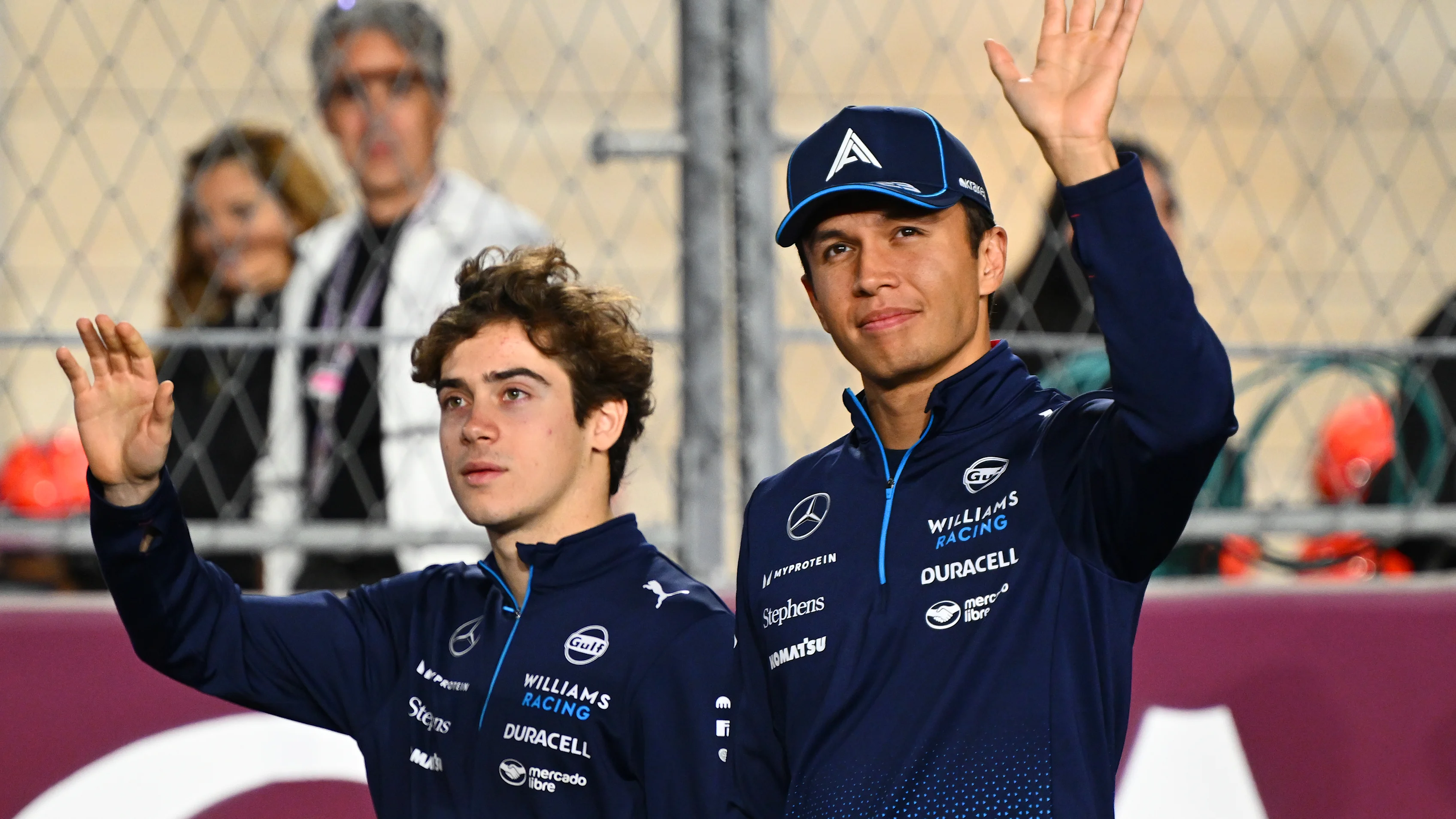 LUSAIL CITY, QATAR - DECEMBER 01: Franco Colapinto of Argentina and Williams and Alexander Albon of