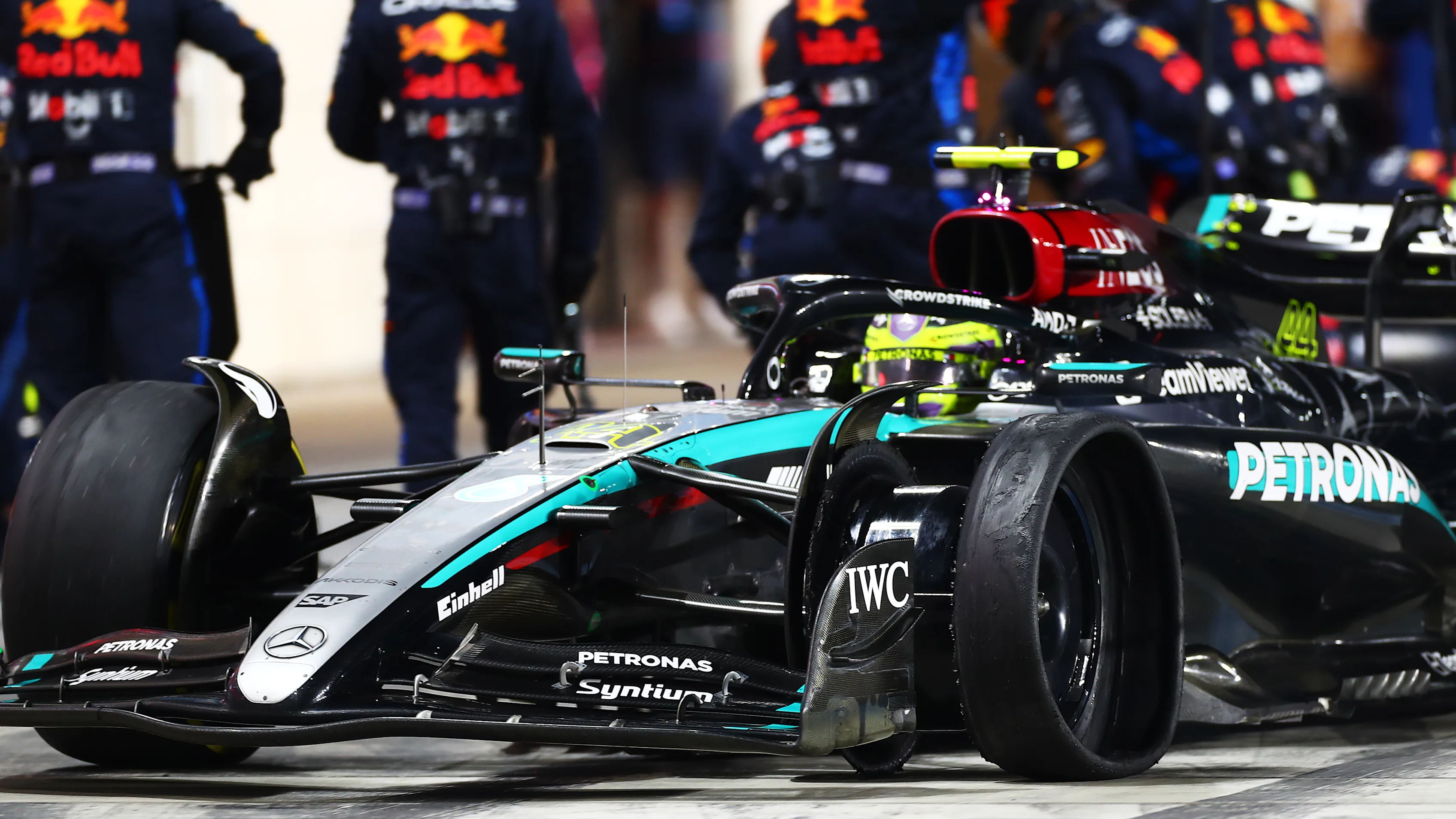 LUSAIL CITY, QATAR - DECEMBER 01: Lewis Hamilton of Great Britain driving the (44) Mercedes AMG