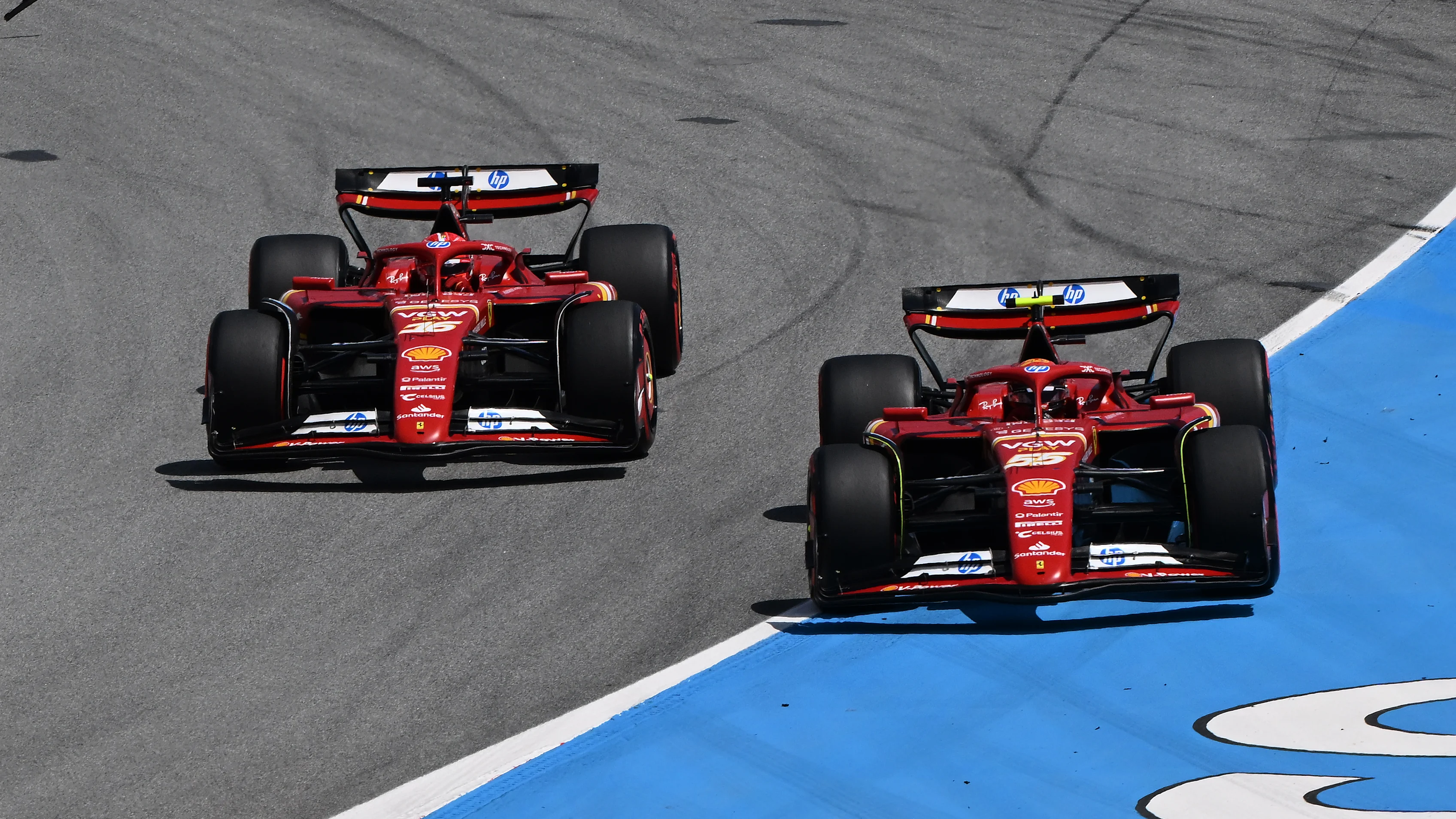 BARCELONA, SPAIN - JUNE 23: Carlos Sainz of Spain driving (55) the Ferrari SF-24 and Charles