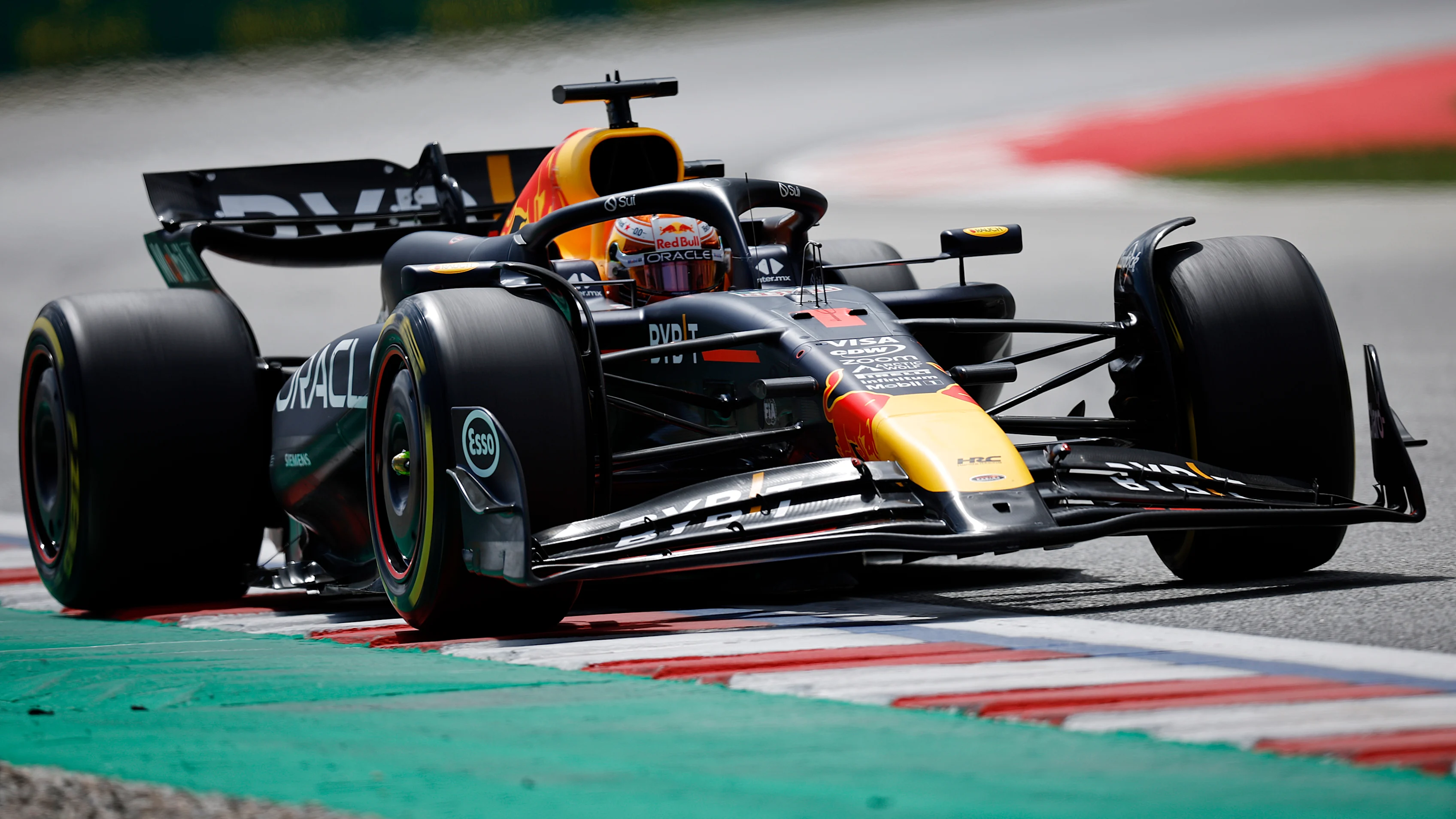 BARCELONA, SPAIN - JUNE 23: Max Verstappen of the Netherlands driving the (1) Oracle Red Bull