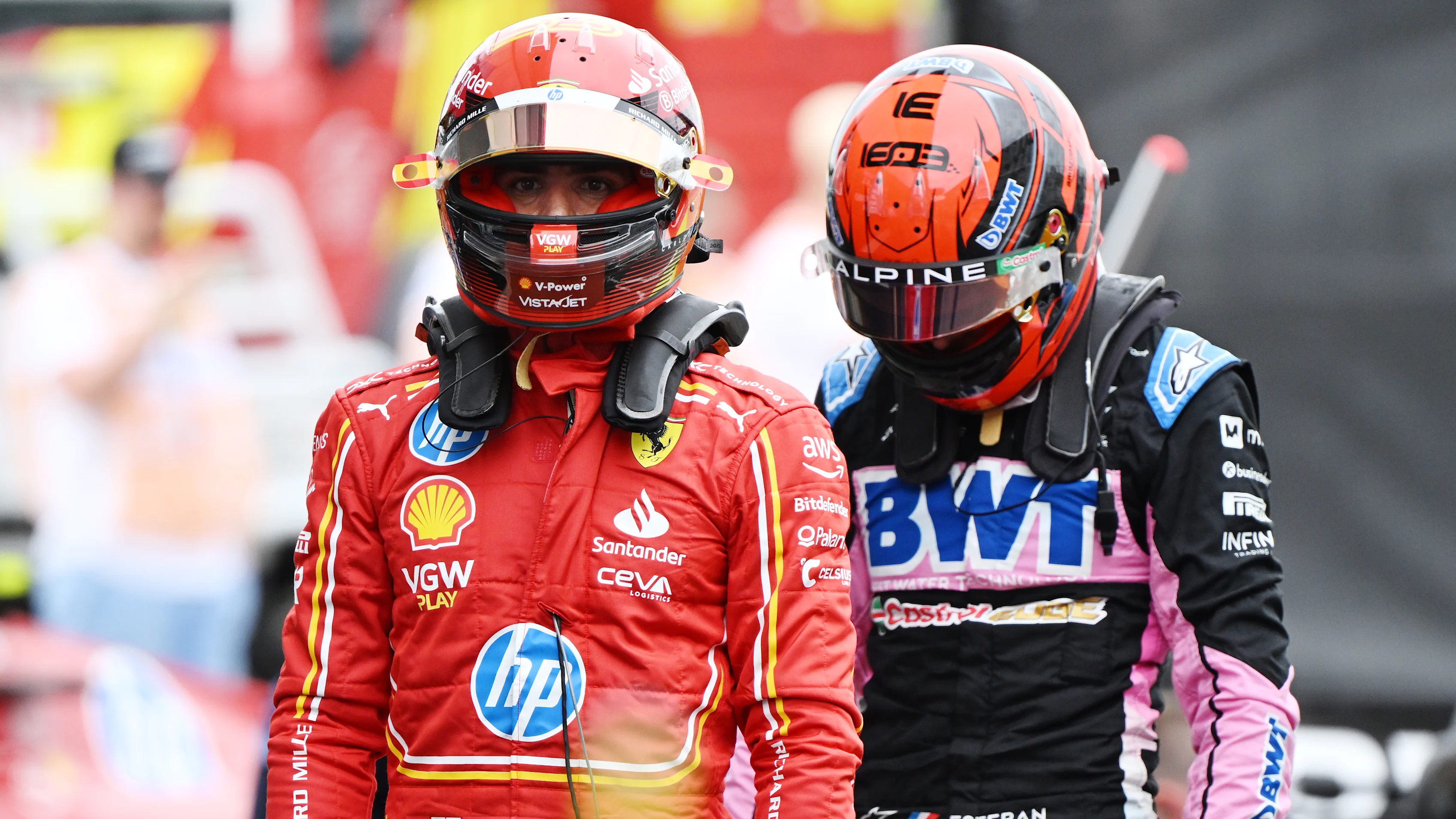 BARCELONA, SPAIN - JUNE 22: 6th placed qualifier Carlos Sainz of Spain and Ferrari and 9th placed