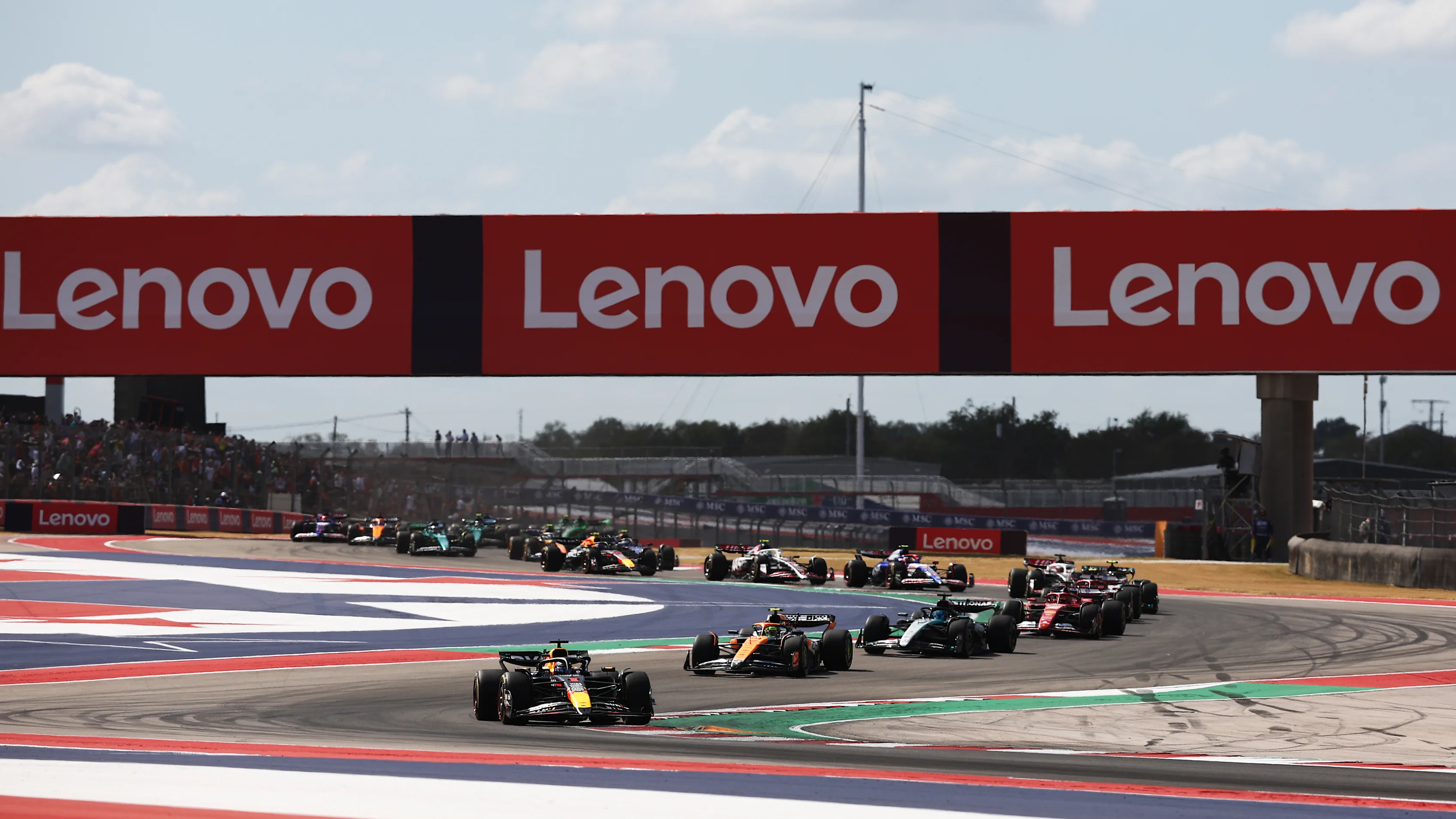 AUSTIN, TEXAS - OCTOBER 19: Max Verstappen of the Netherlands driving the (1) Oracle Red Bull