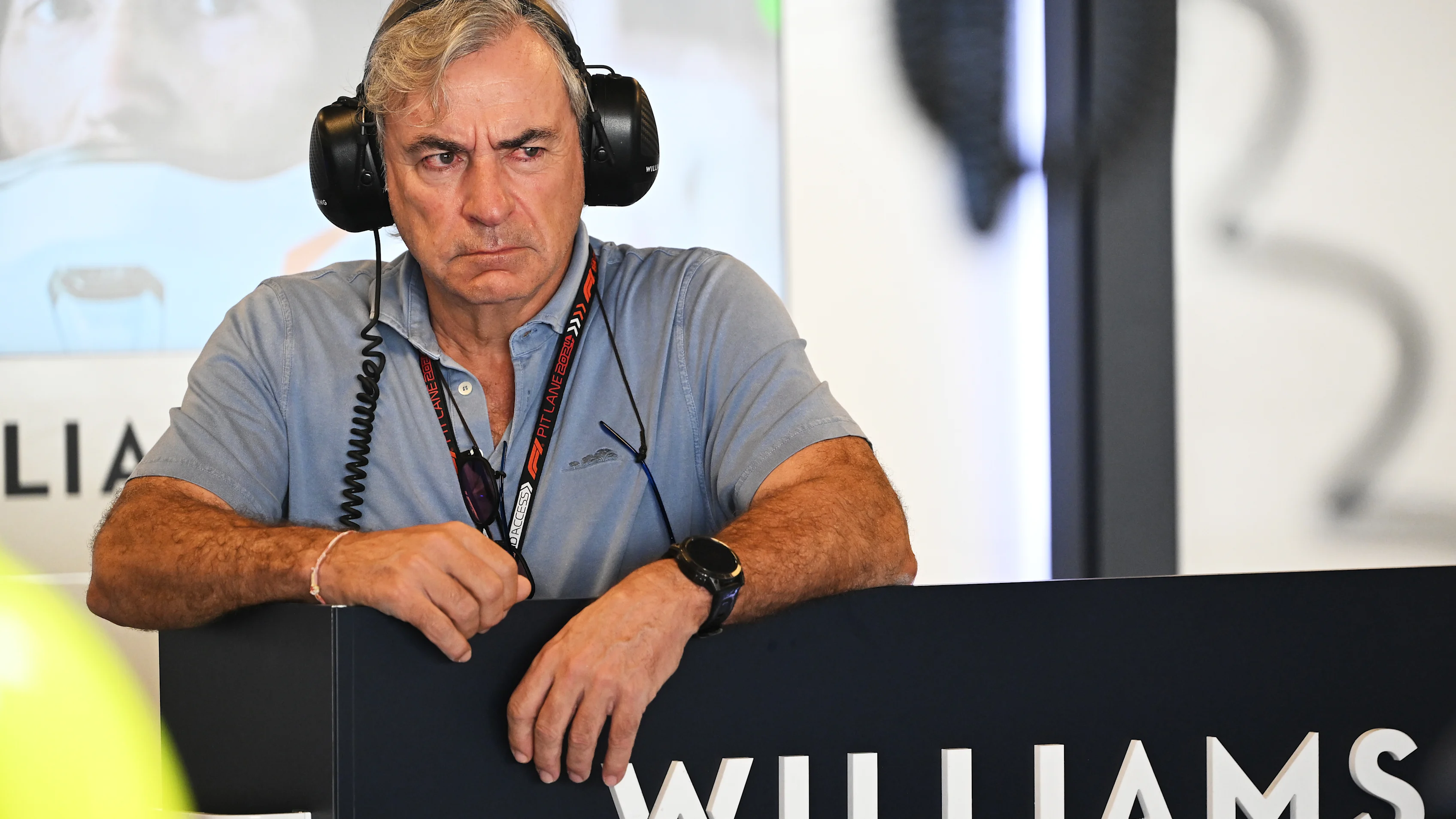 ABU DHABI, UNITED ARAB EMIRATES - DECEMBER 10: Carlos Sainz Sr looks on in the Williams garage