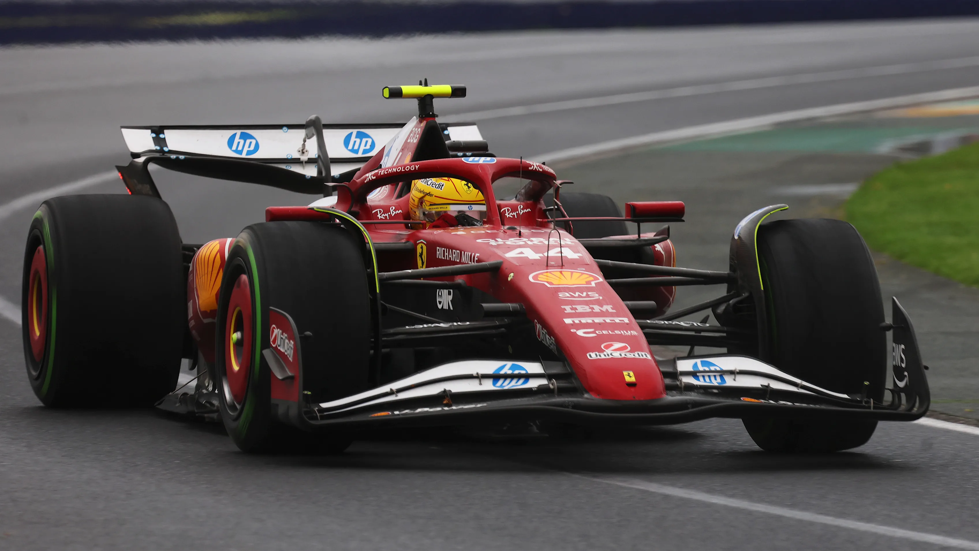 MELBOURNE, AUSTRALIA - MARCH 16: Lewis Hamilton of Great Britain driving the (44) Scuderia Ferrari