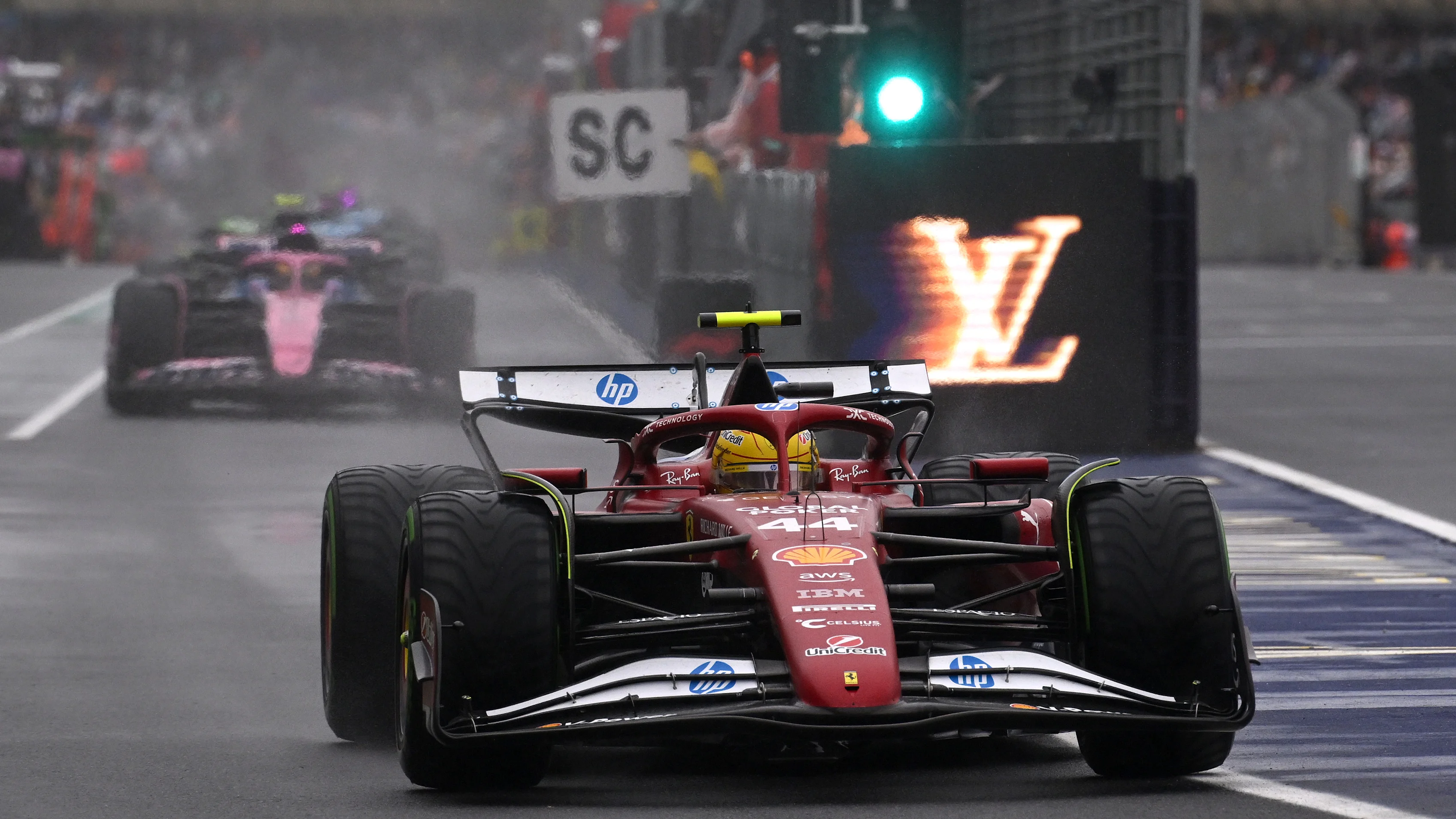 MELBOURNE, AUSTRALIA - MARCH 16: Lewis Hamilton of Great Britain driving the (44) Scuderia Ferrari